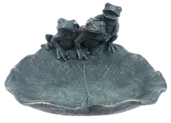 Frog Trio Leaf Dish Birdbath