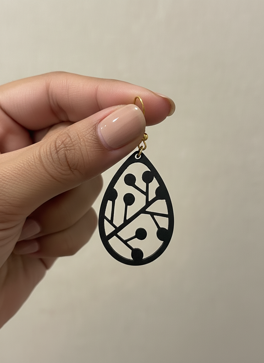 Black Teardrop Statement Earrings