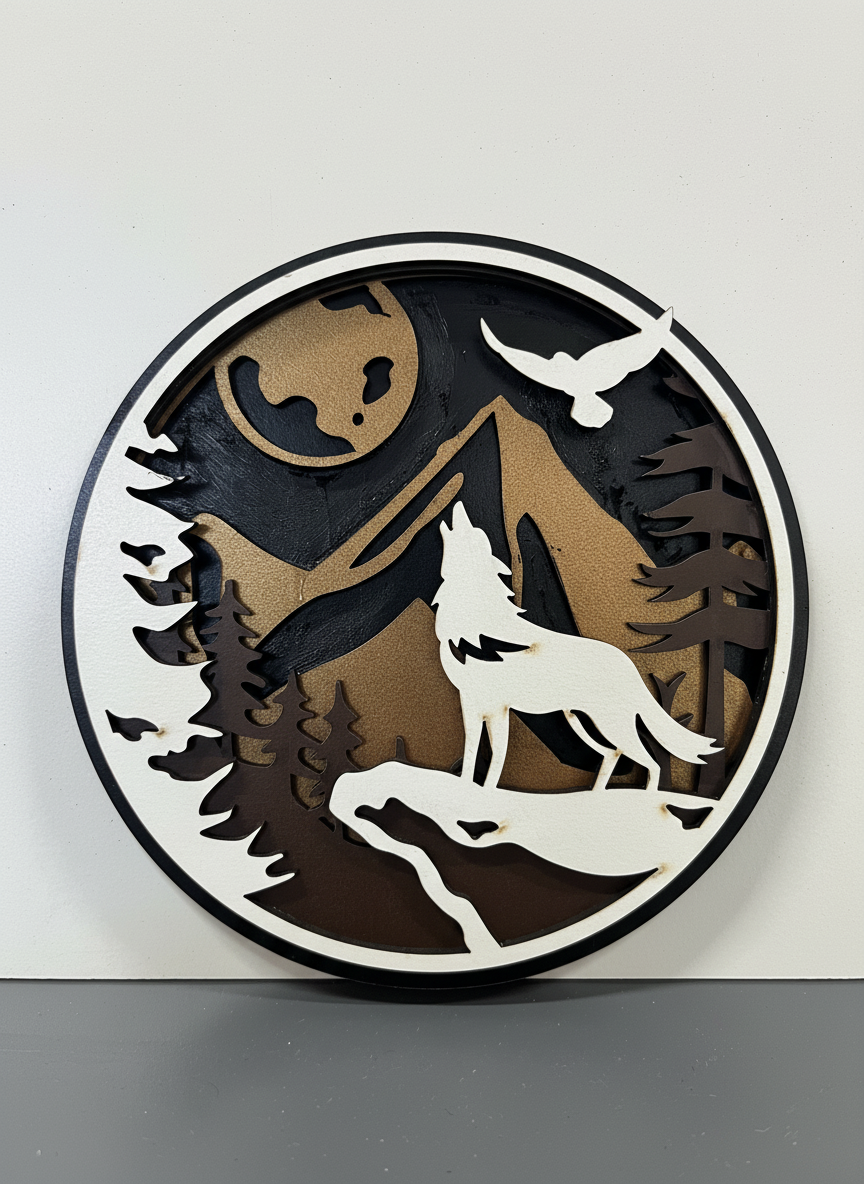 Wolf Moon MDF Wall Art