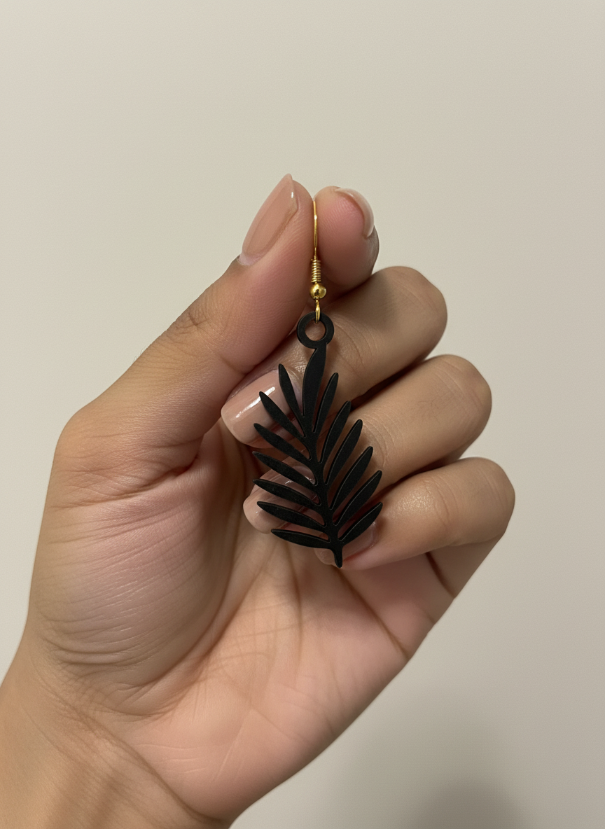 Black Leaf Earring
