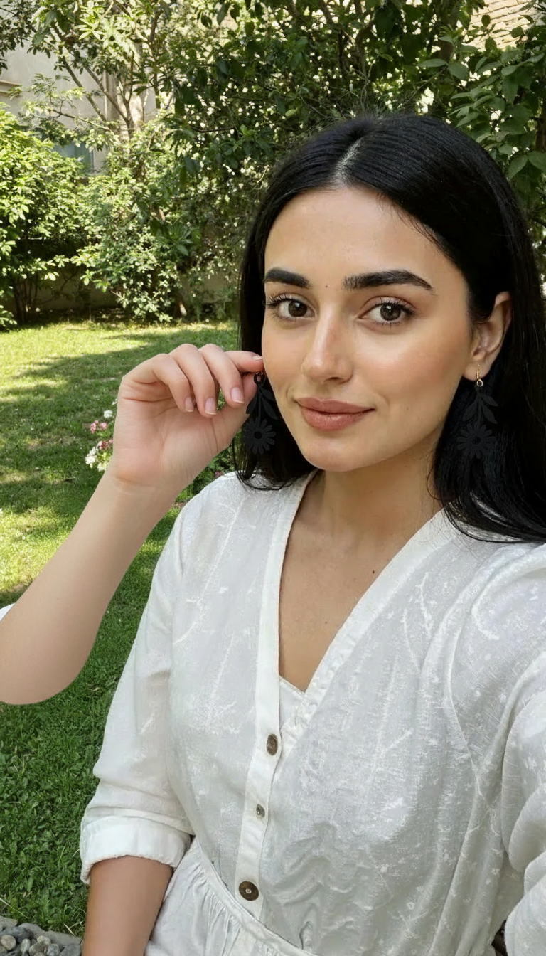 Black Floral Drop Earrings