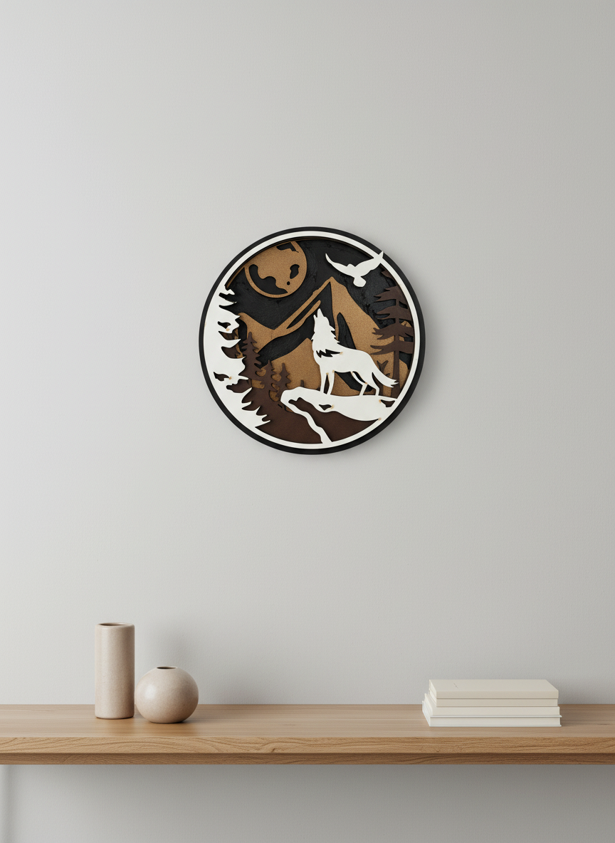 Wolf Moon MDF Wall Art