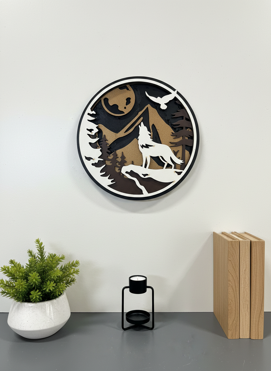 Wolf Moon MDF Wall Art