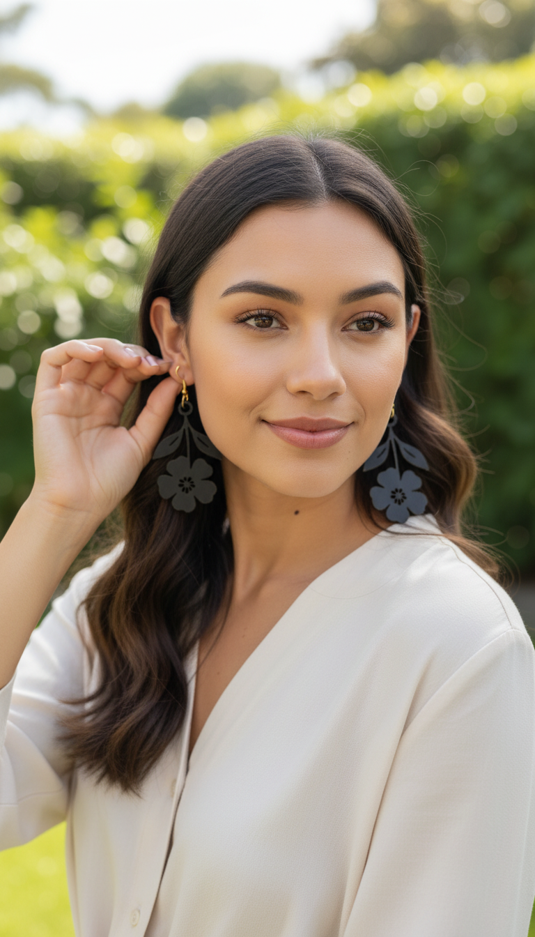 Black Floral Earrings