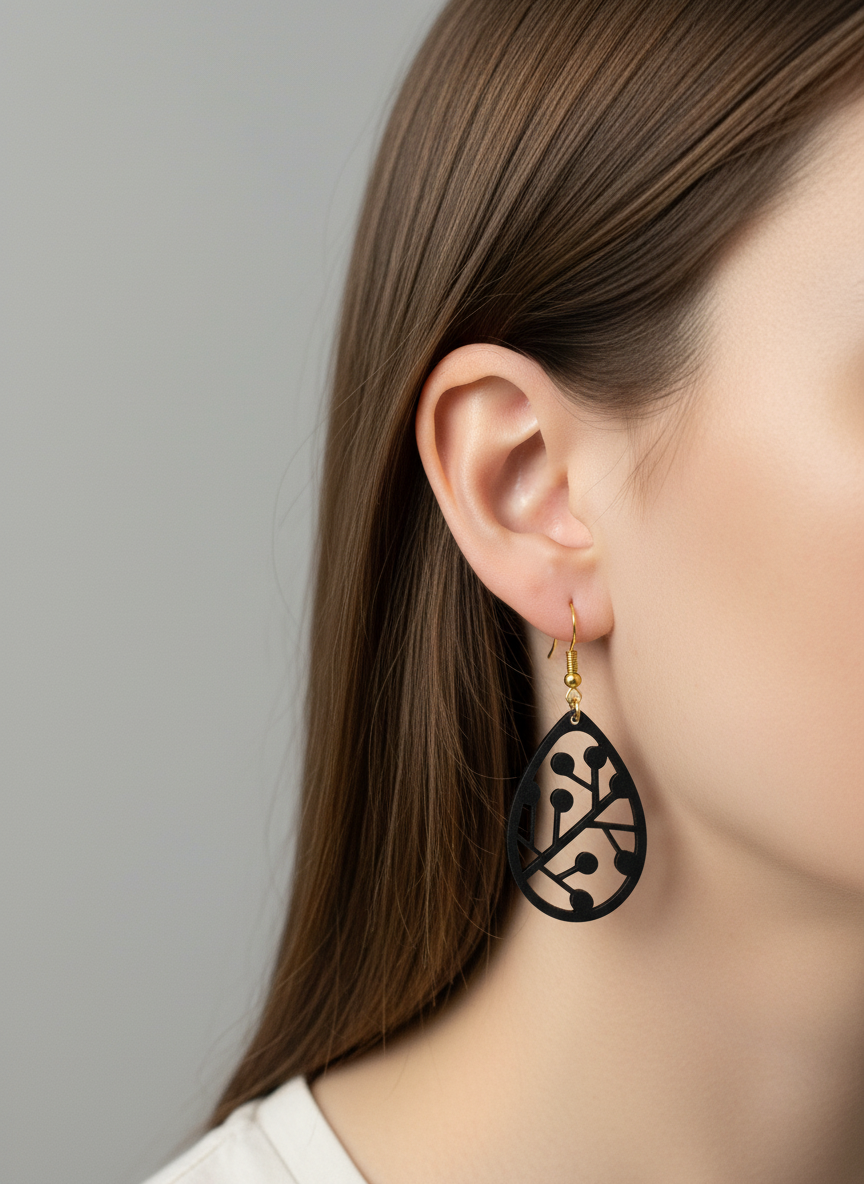 Black Teardrop Statement Earrings