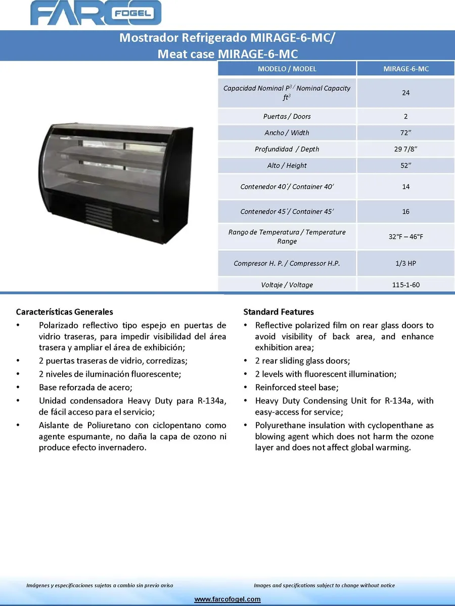 MOSTRADOR MIRAGE 6DC-PARA EMBUTIDOS