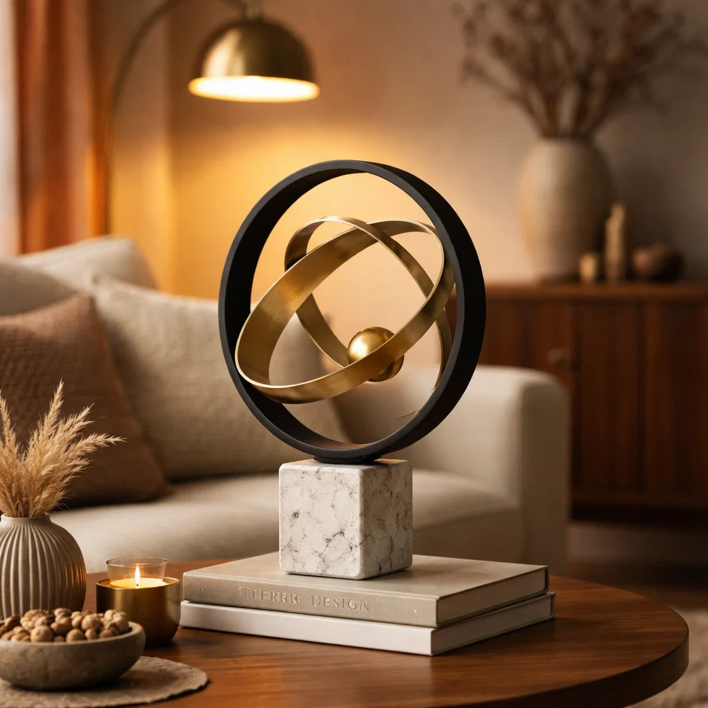 Scultura Decorativa Geometrica in Metallo