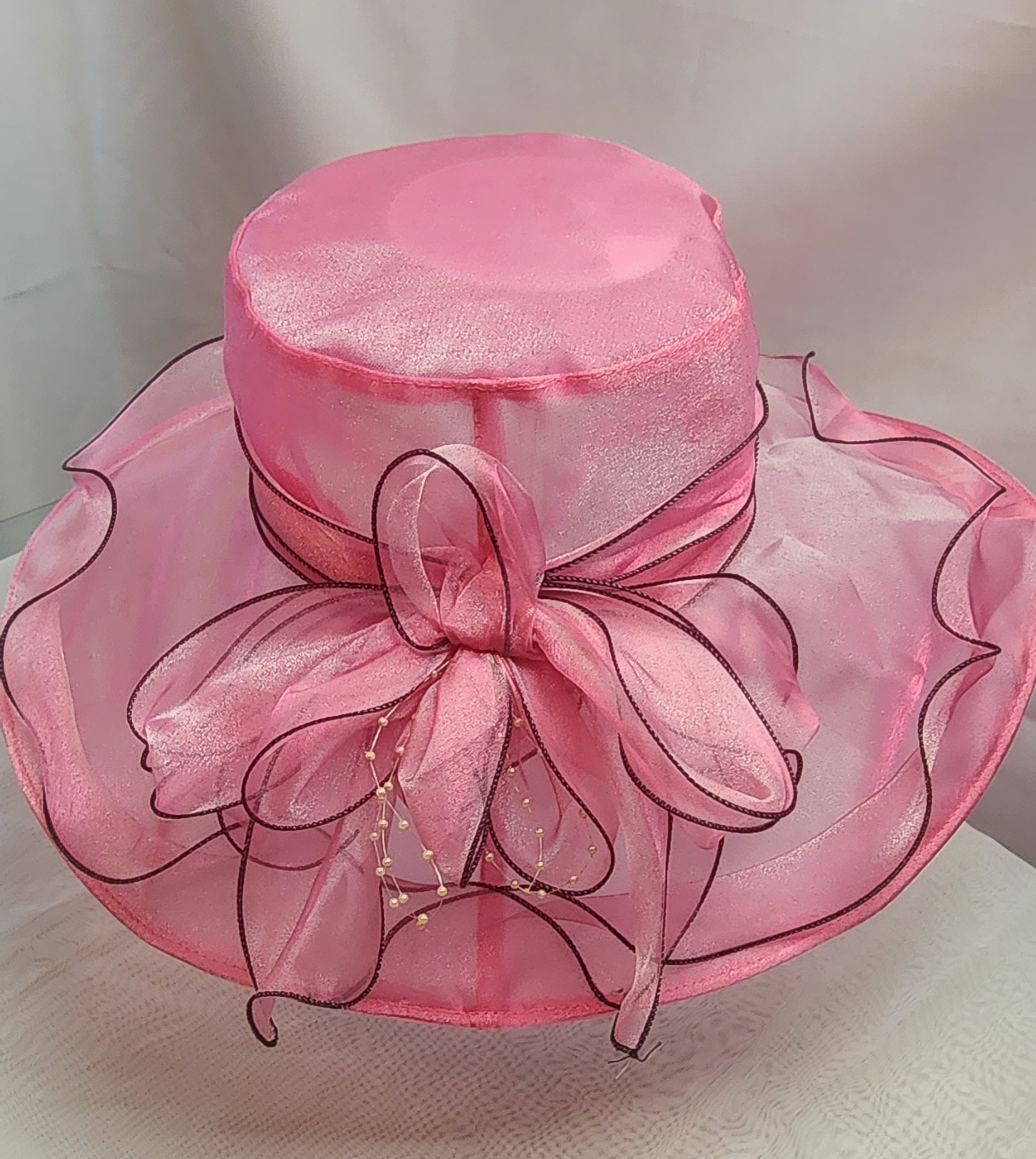 Elegant Pink Wide-Brim Hat keeps you cool in Church