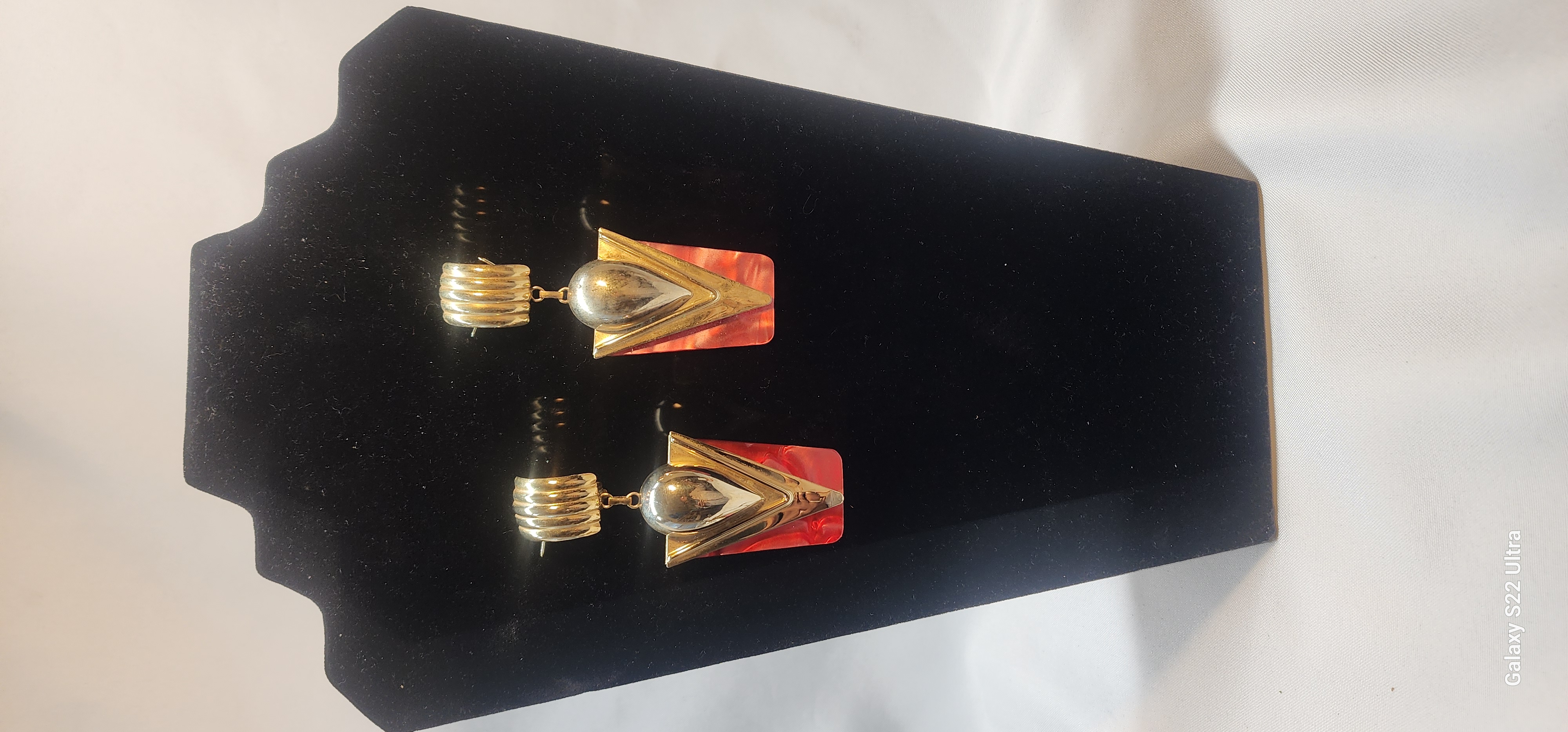 Gold and Red Statement Earrings