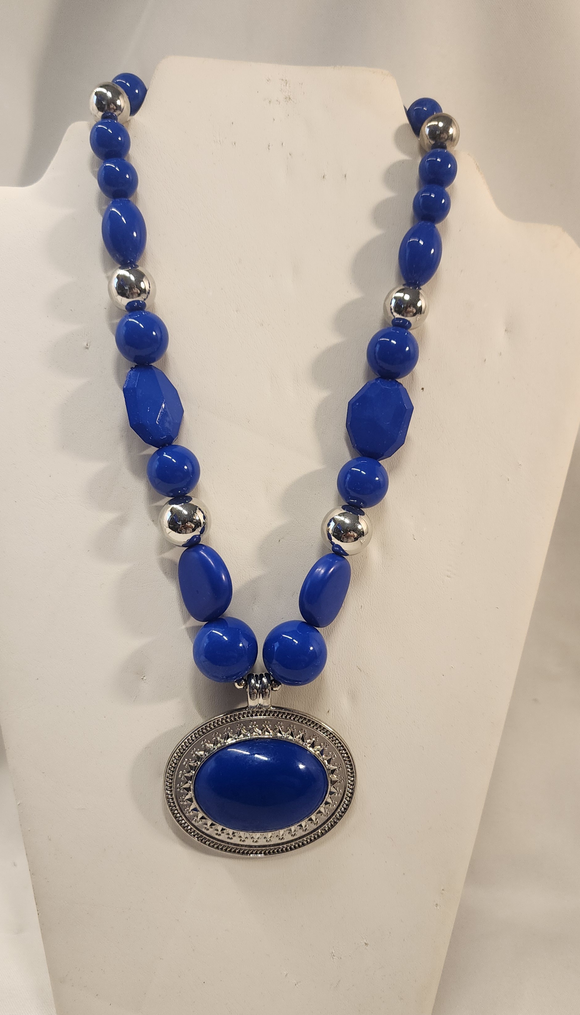 Blue Beaded Statement Necklace