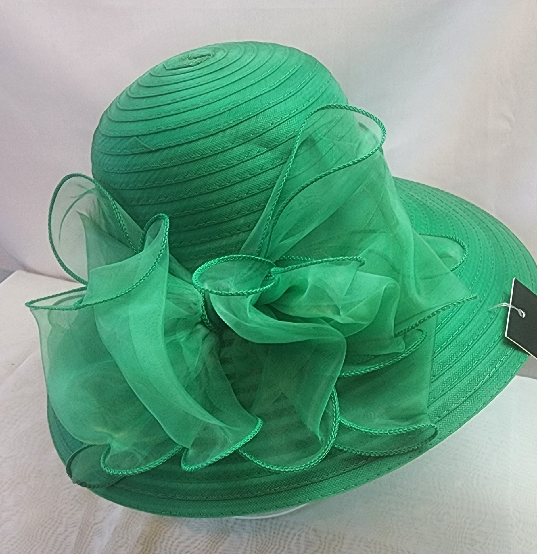 Elegant Green Wide-Brim Hat
