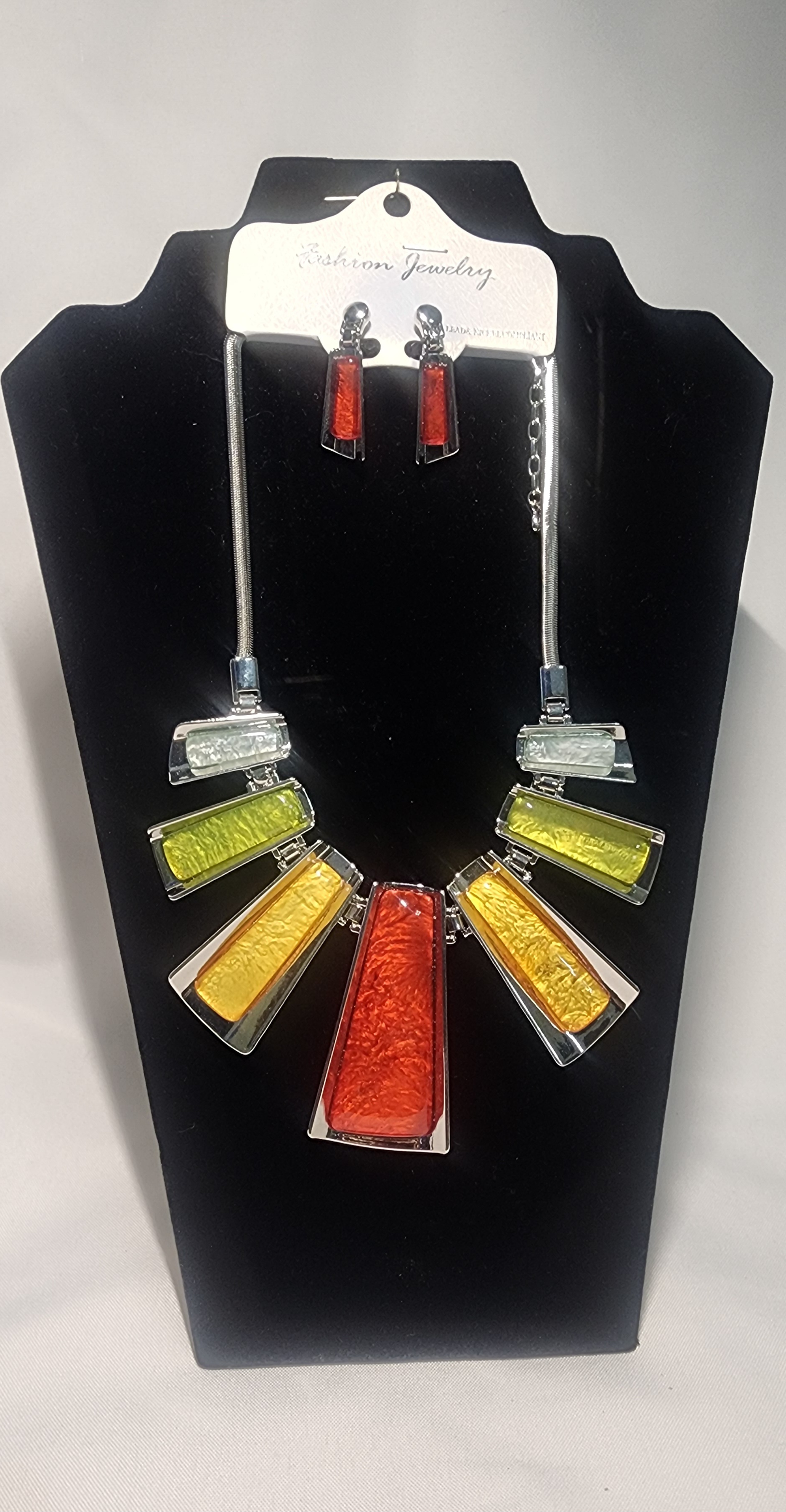 Colorful Glass Necklace and Earring Set