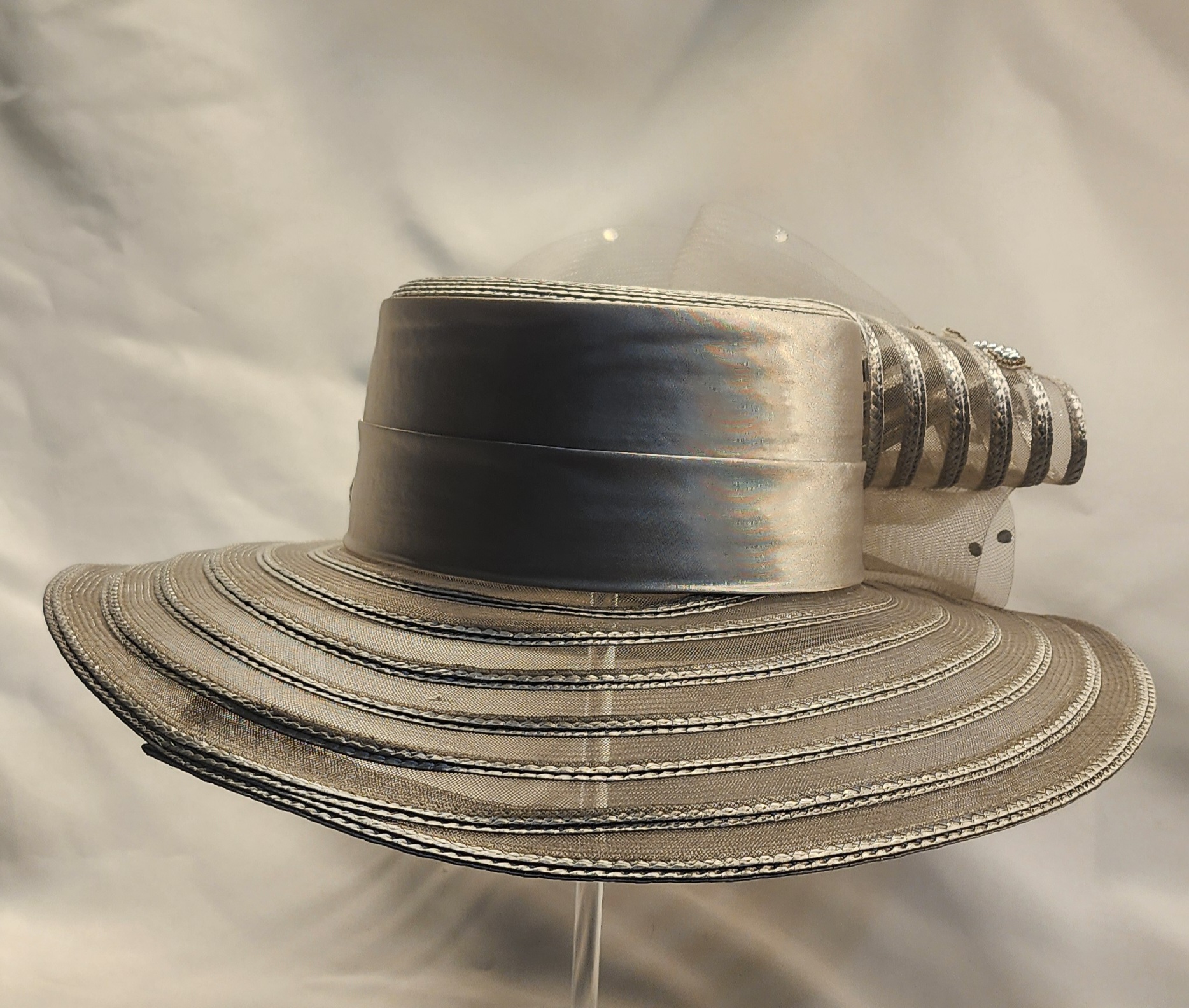 Elegant Silver Wide-Brim Hat