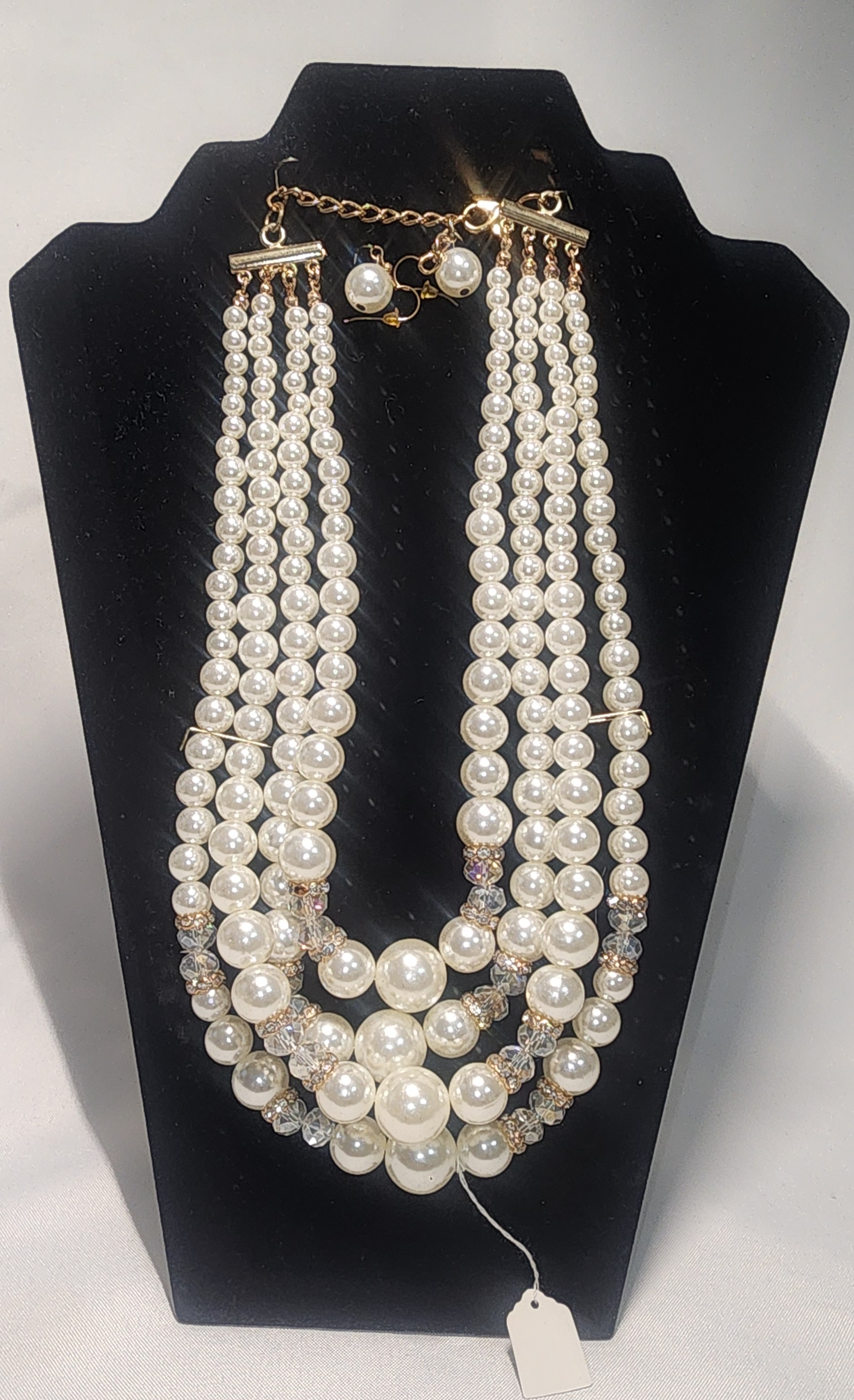 Multi-Strand Pearl Statement Necklace and Earrings Sets