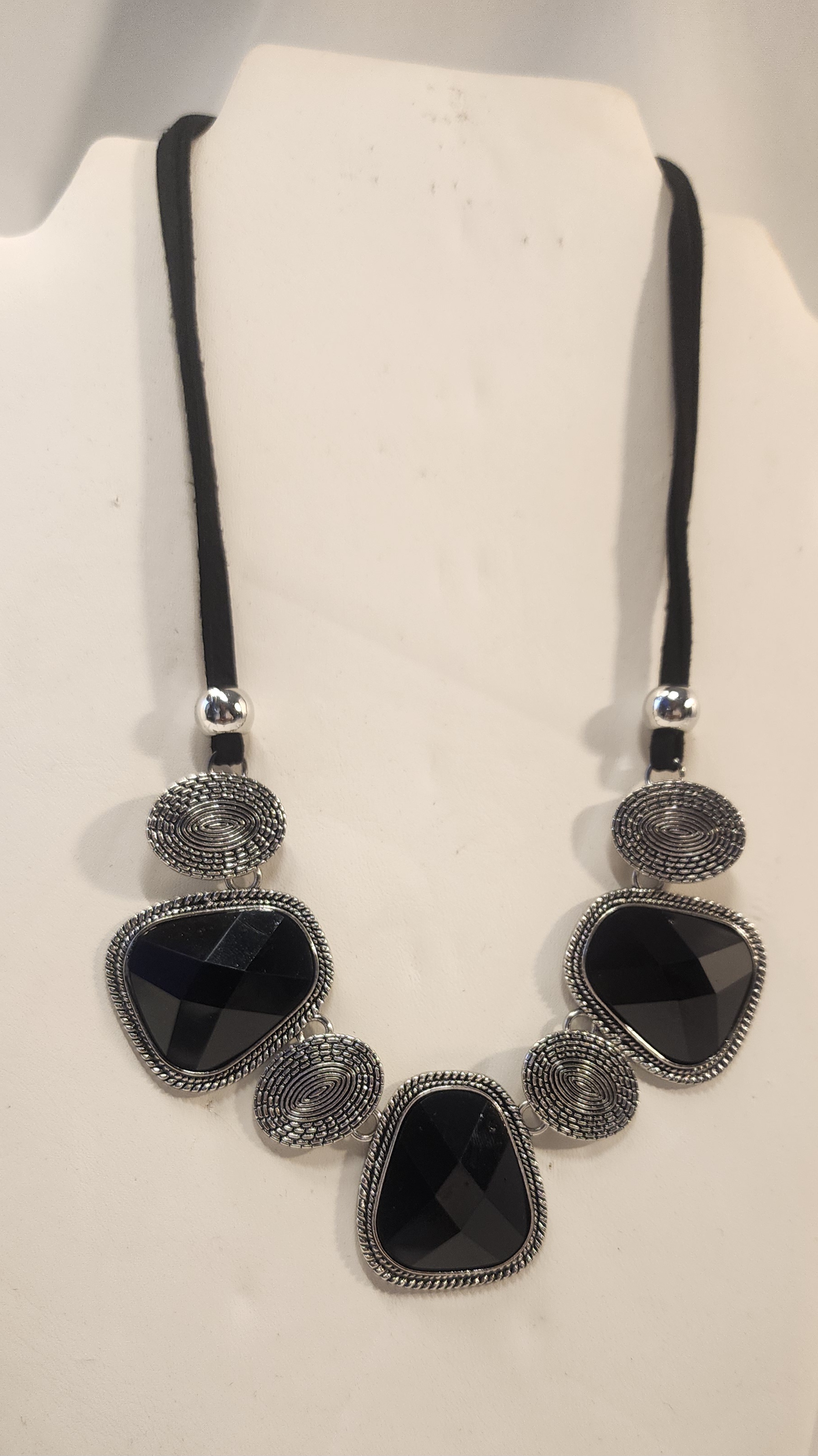 Black Gemstone Statement Necklace