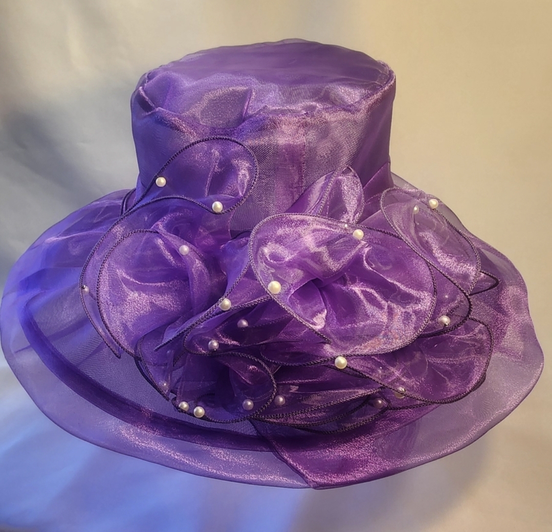 Elegant Purple Hat keeps you cool in Church