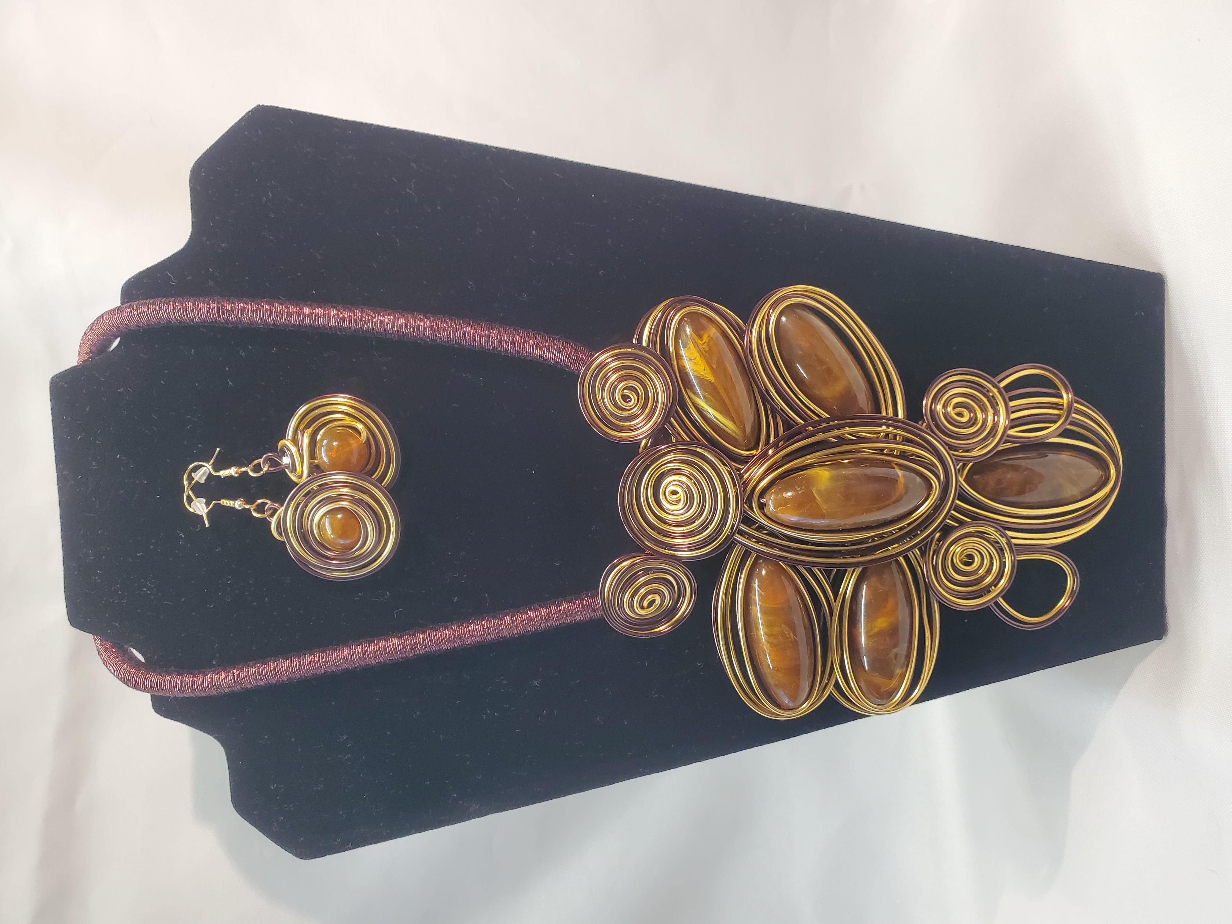 Amber Wire-Wrapped Jewelry Set