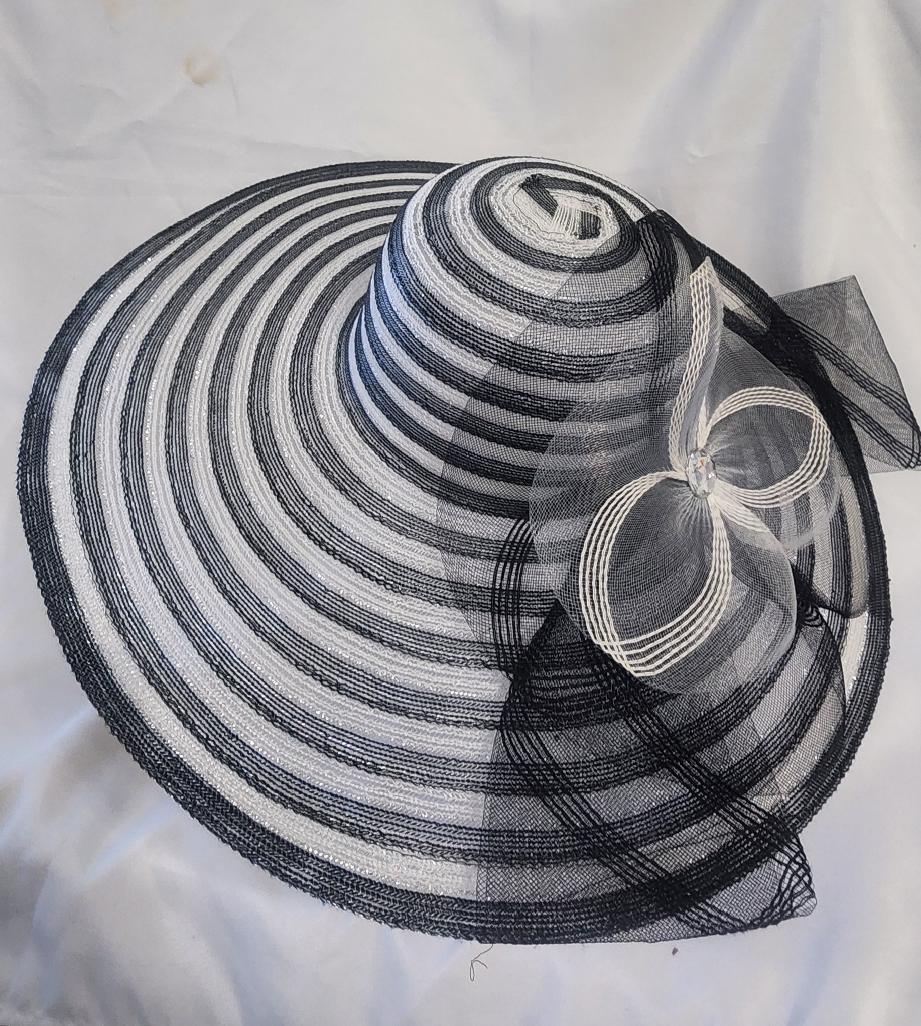 Elegant Striped Wide Brim Hat