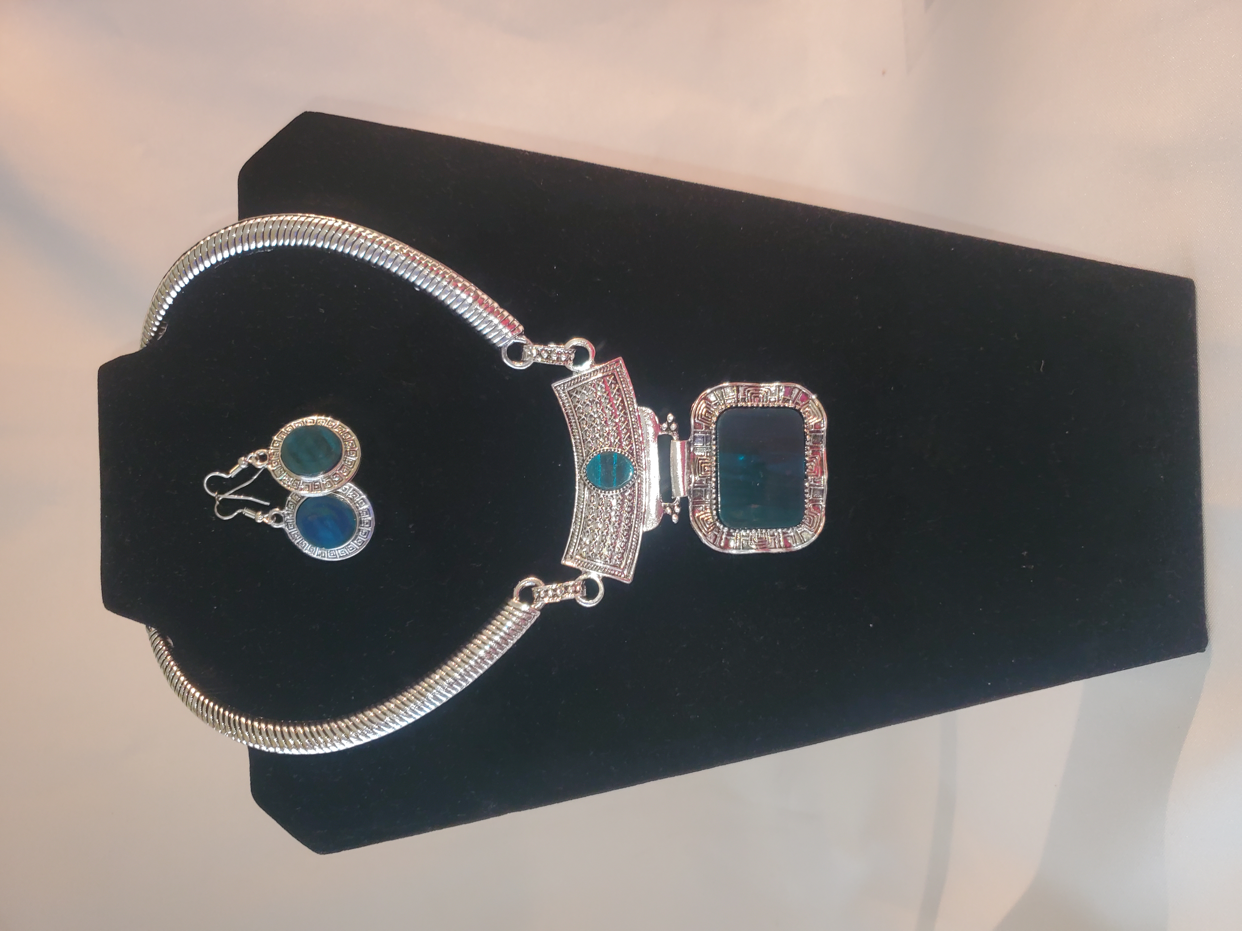 Elegant Silver Blue Stone Jewelry Set