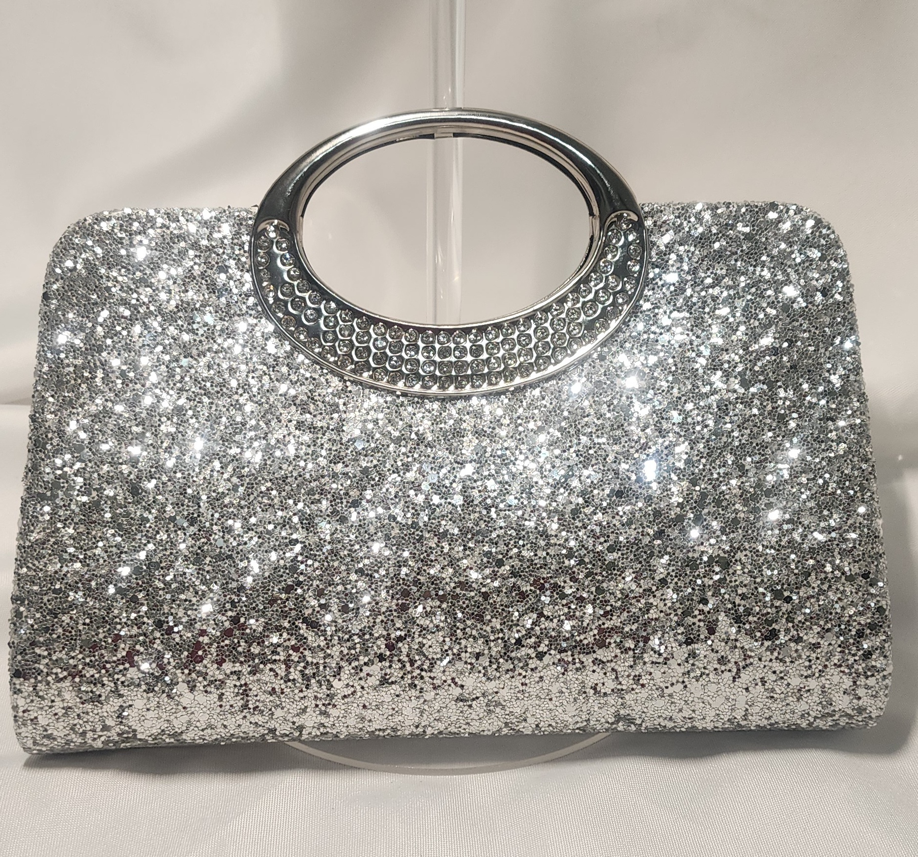 Silver Glitter Clutch Bag