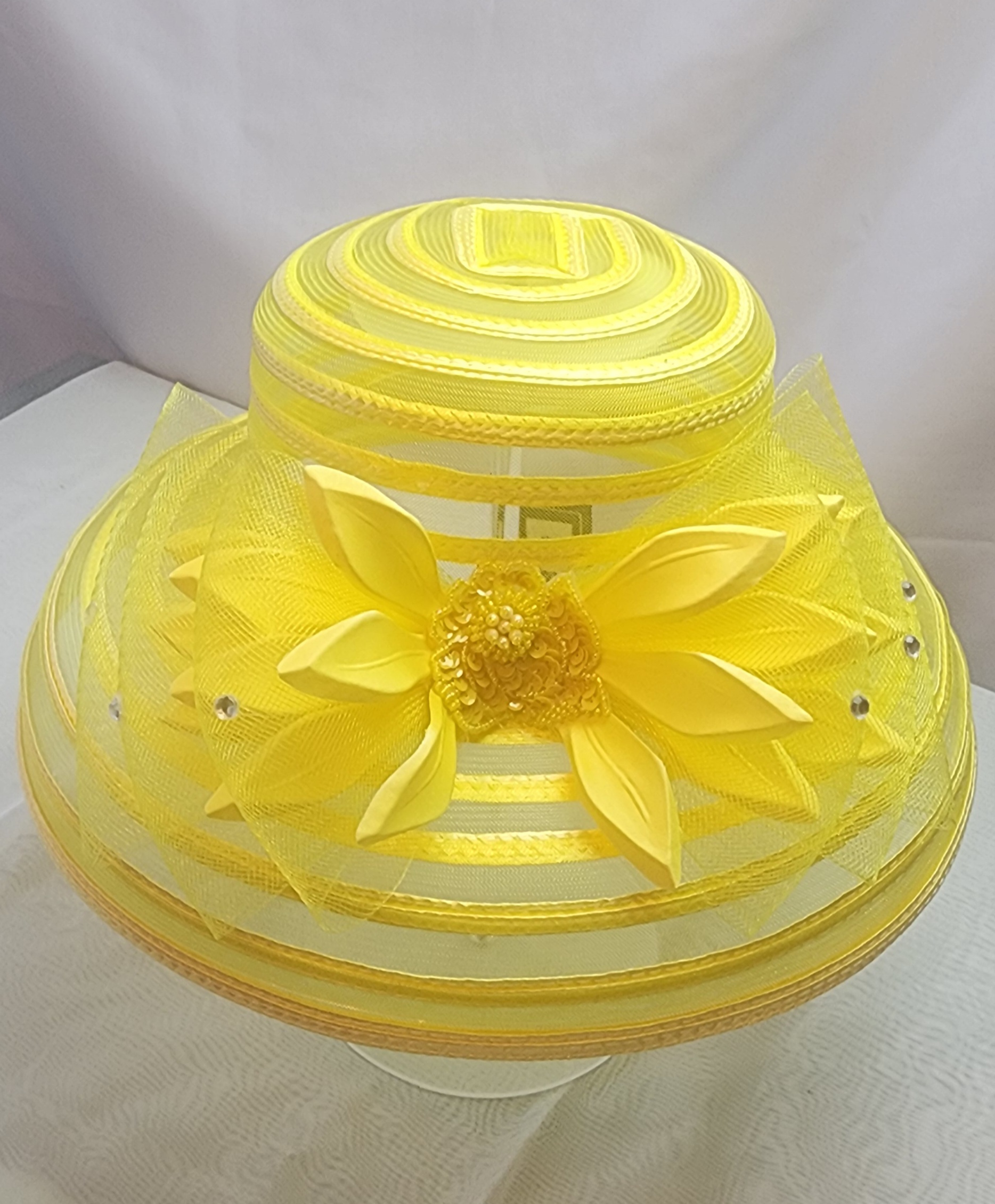 Elegant Yellow Spring Hat keeps you cool in Church