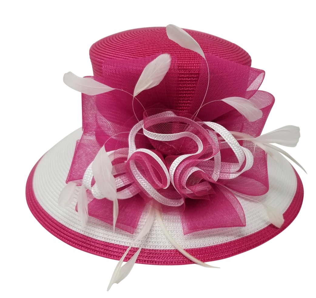 Elegant Pink & White Dress Hat
