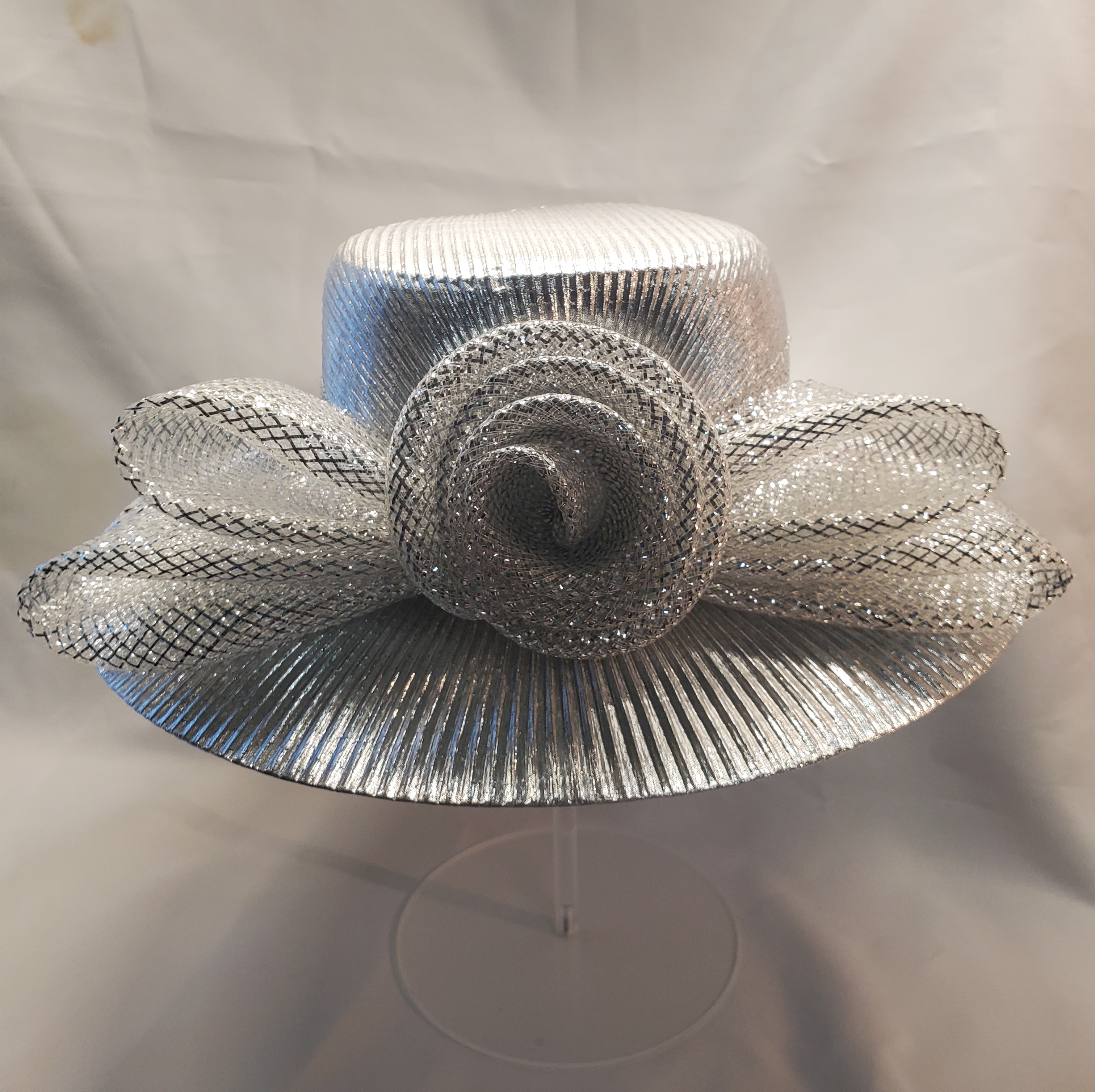 Silver Mesh Dress Hat