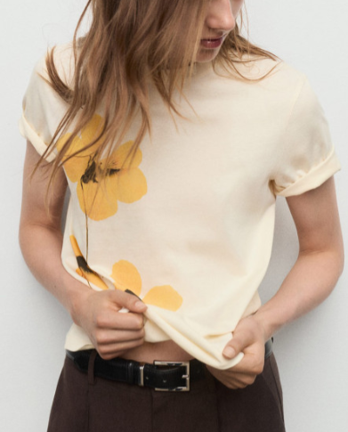 Yellow Floral Print T-Shirt
