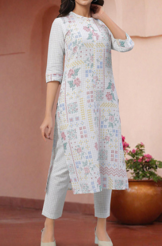 Printed Cotton Kurti Set