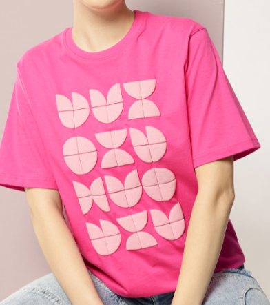 Pink Geometric Pattern T-Shirt