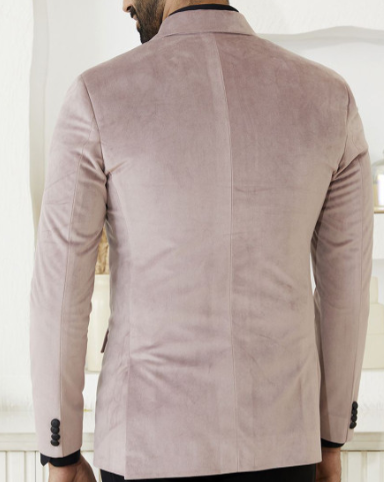 Light Pink Double-Breasted Blazer