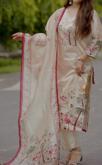 Elegant Printed Cotton Suit