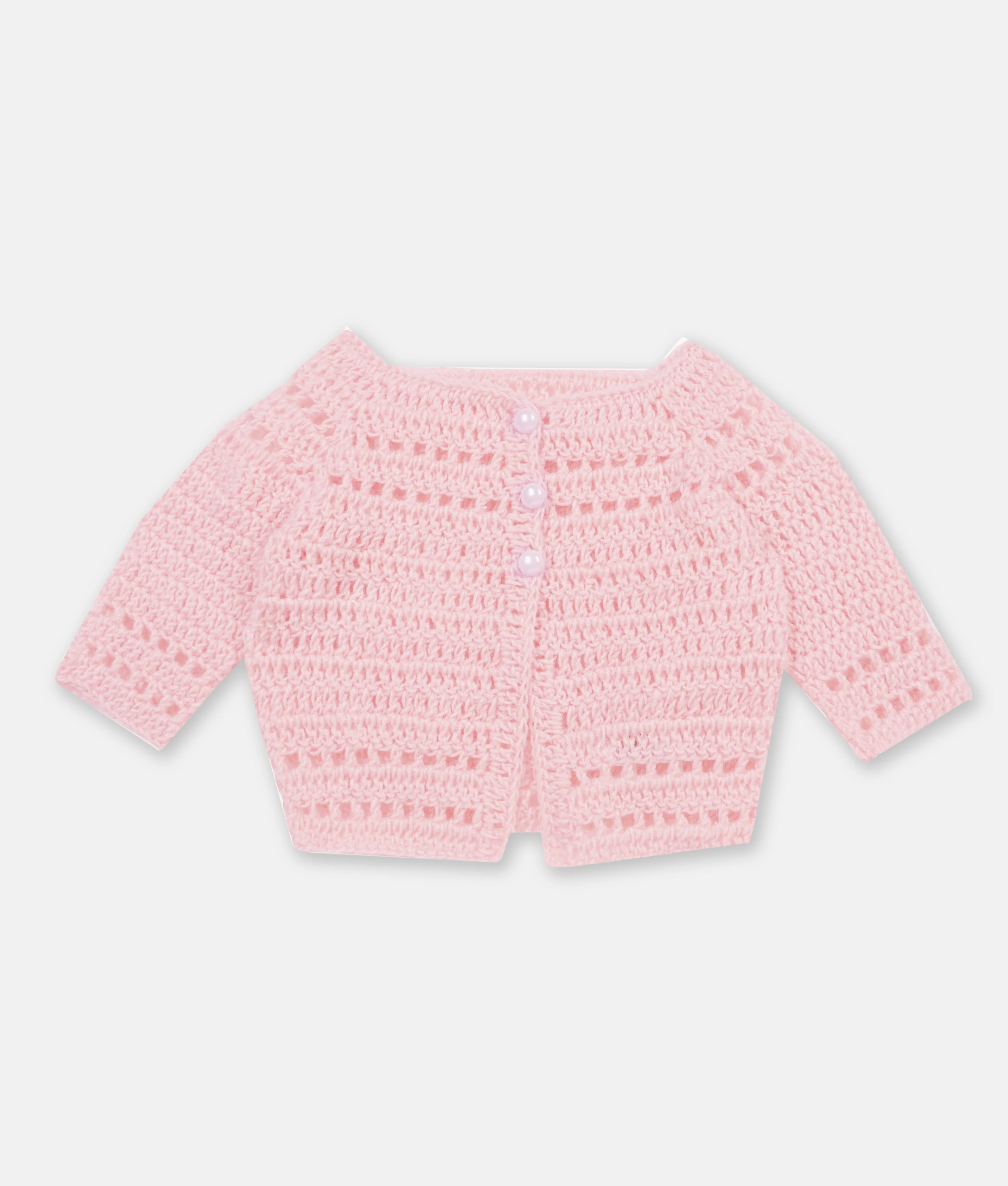 Handmade Crochet Baby Cardigan - Pink