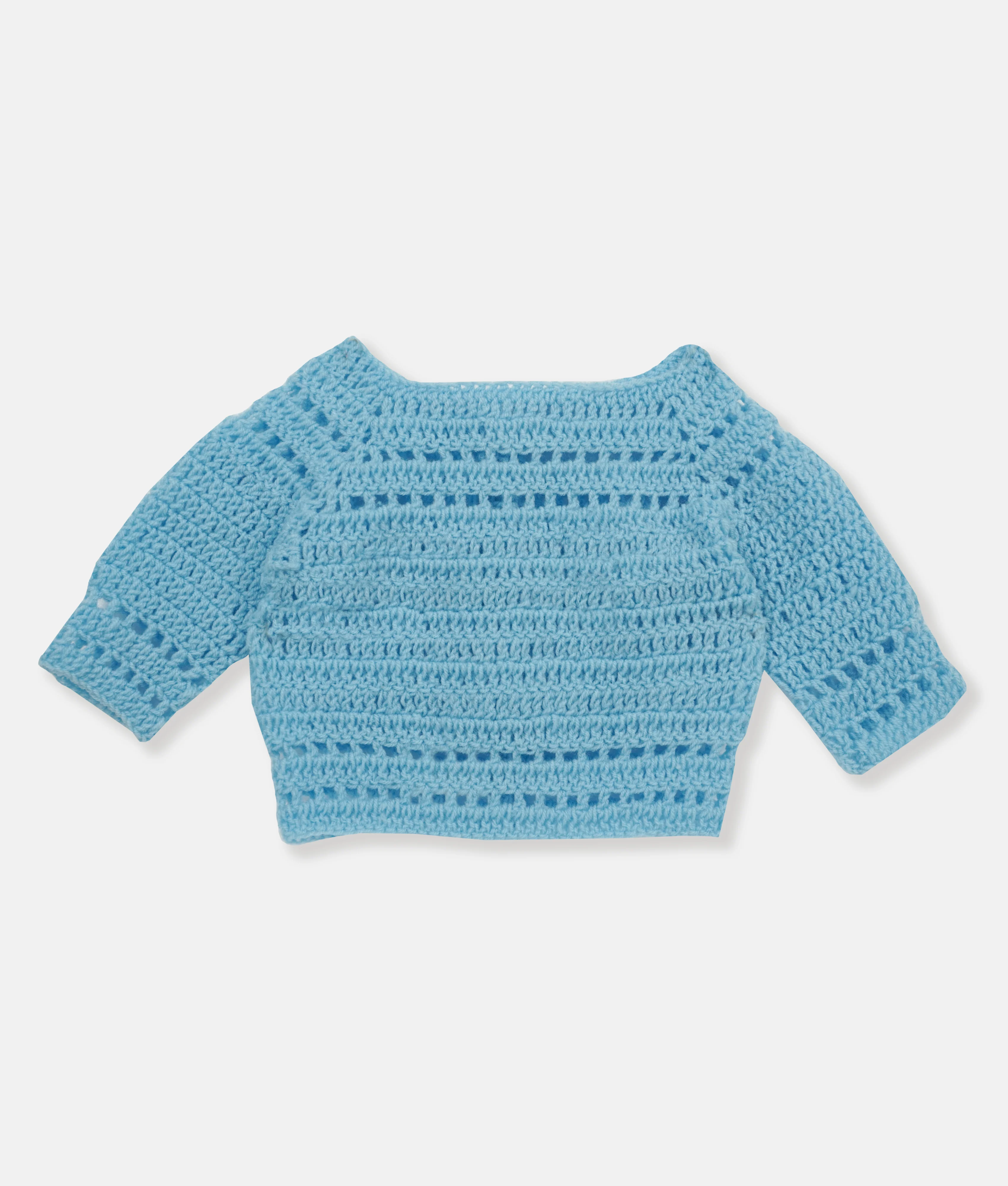 Handmade Crochet Baby Cardigan - Blue