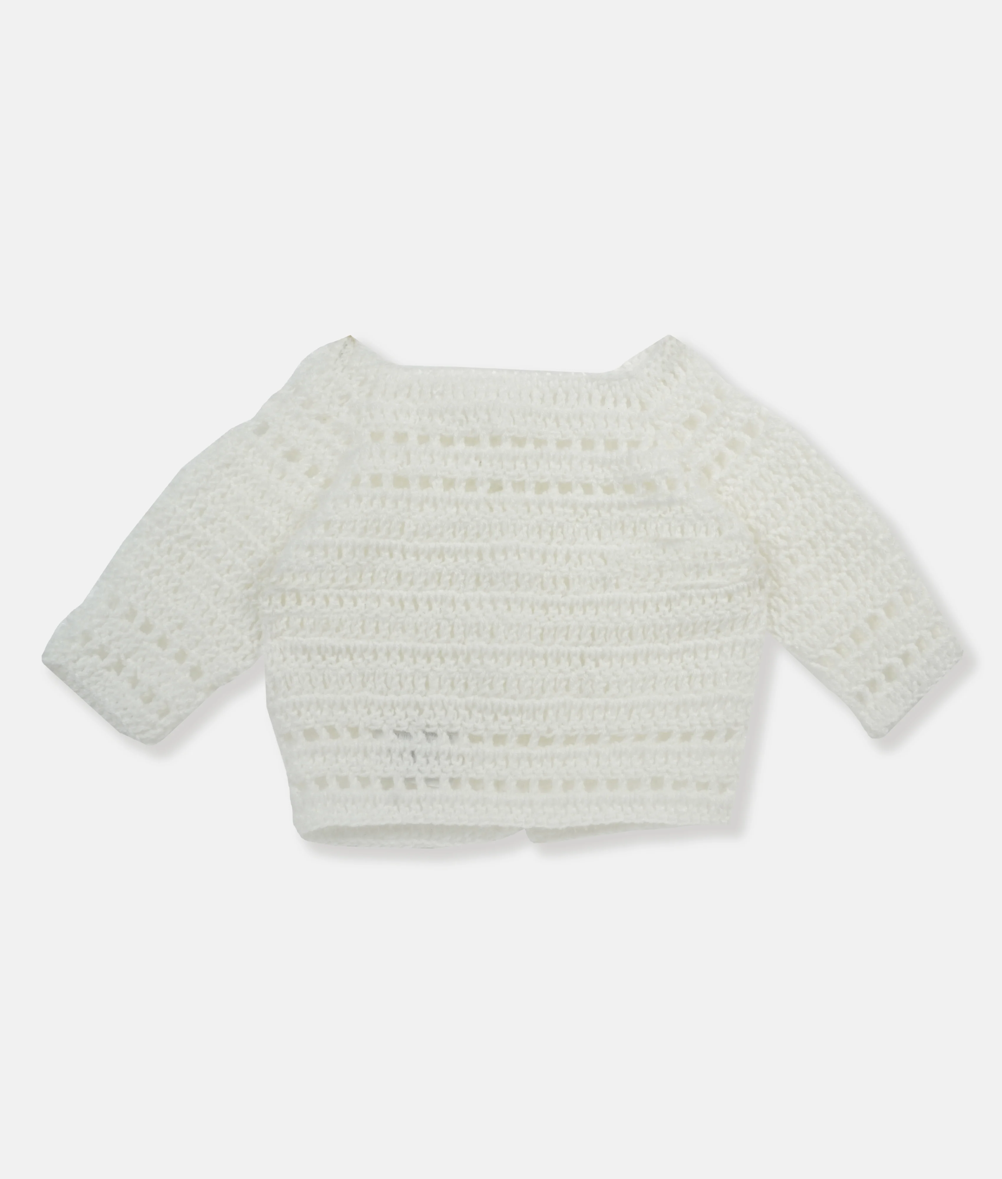 Hand-knitted Crochet Baby Cardigan - White