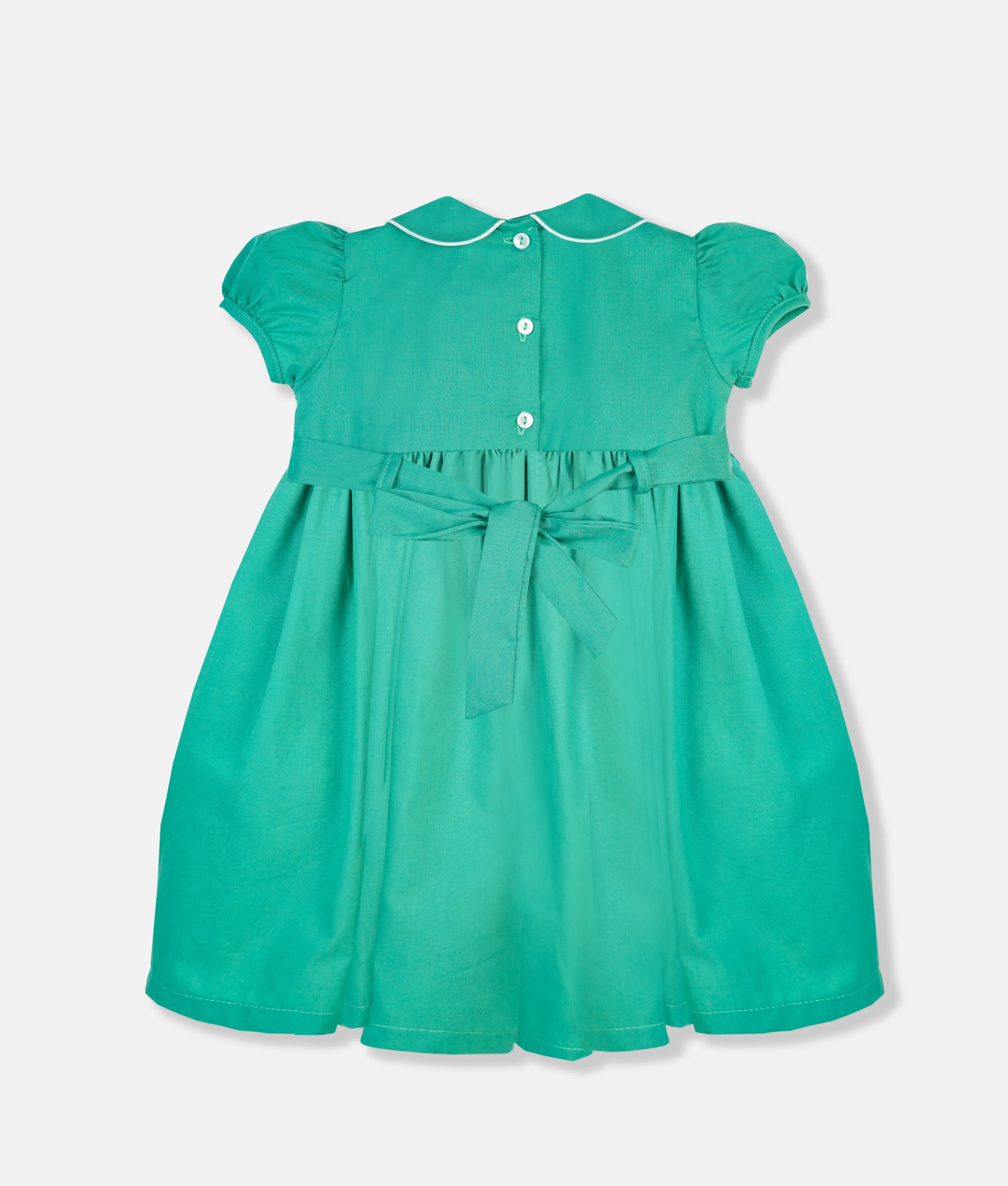Winter Holly Green Smocked Girls Dress