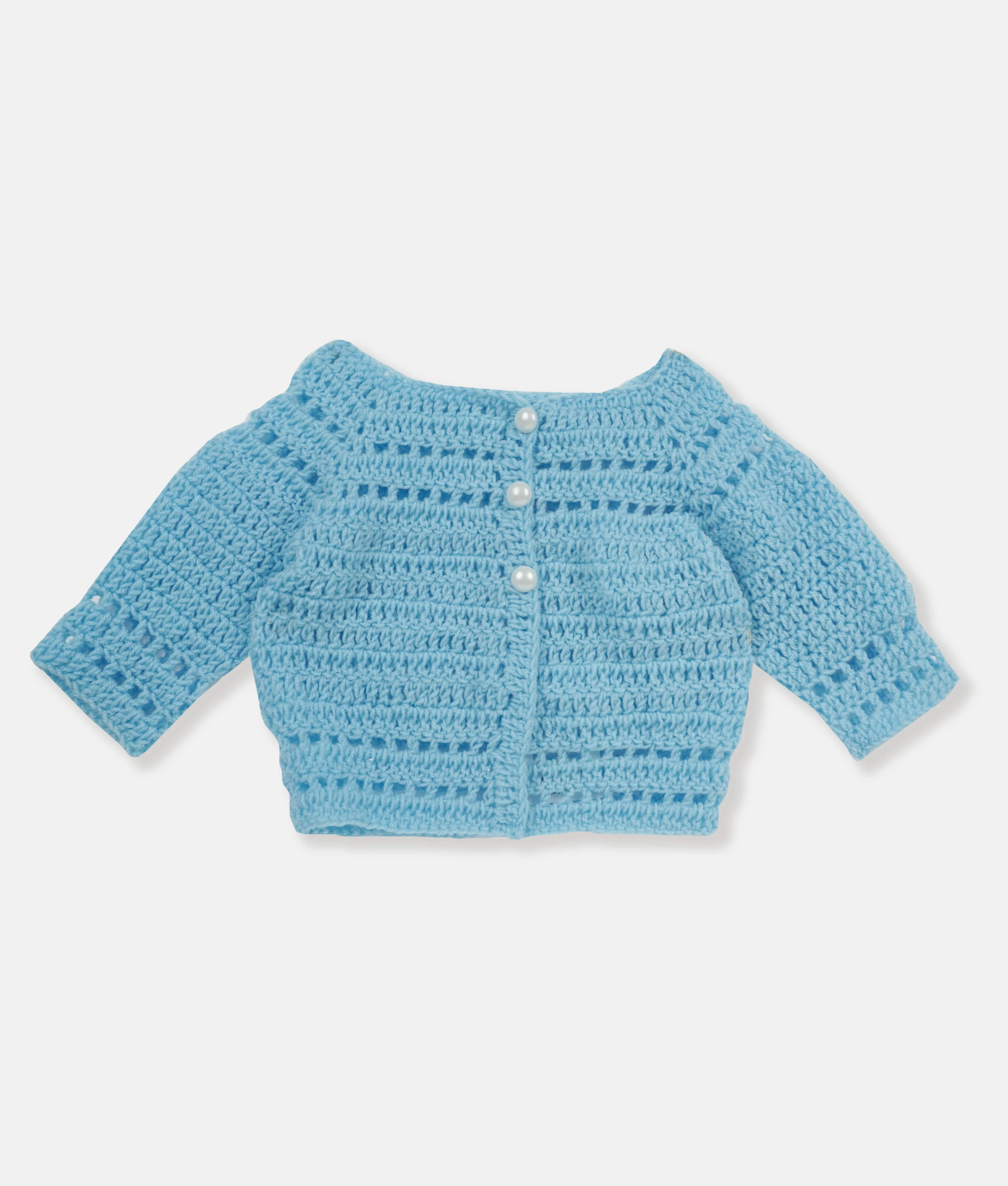Handmade Crochet Baby Cardigan - Blue