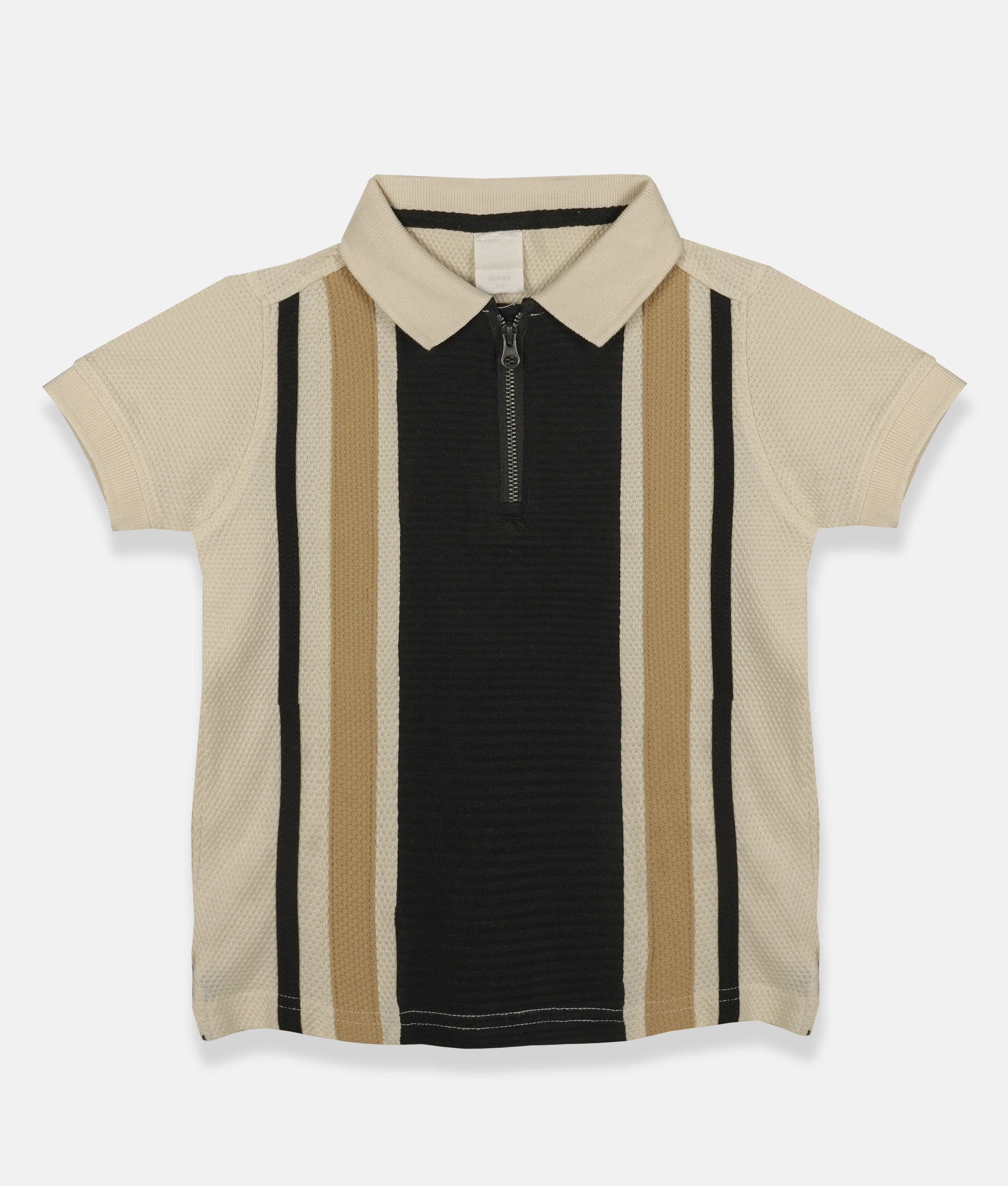 Boys T-Shirt - Black & Light Brown Ivory Polo Shirt