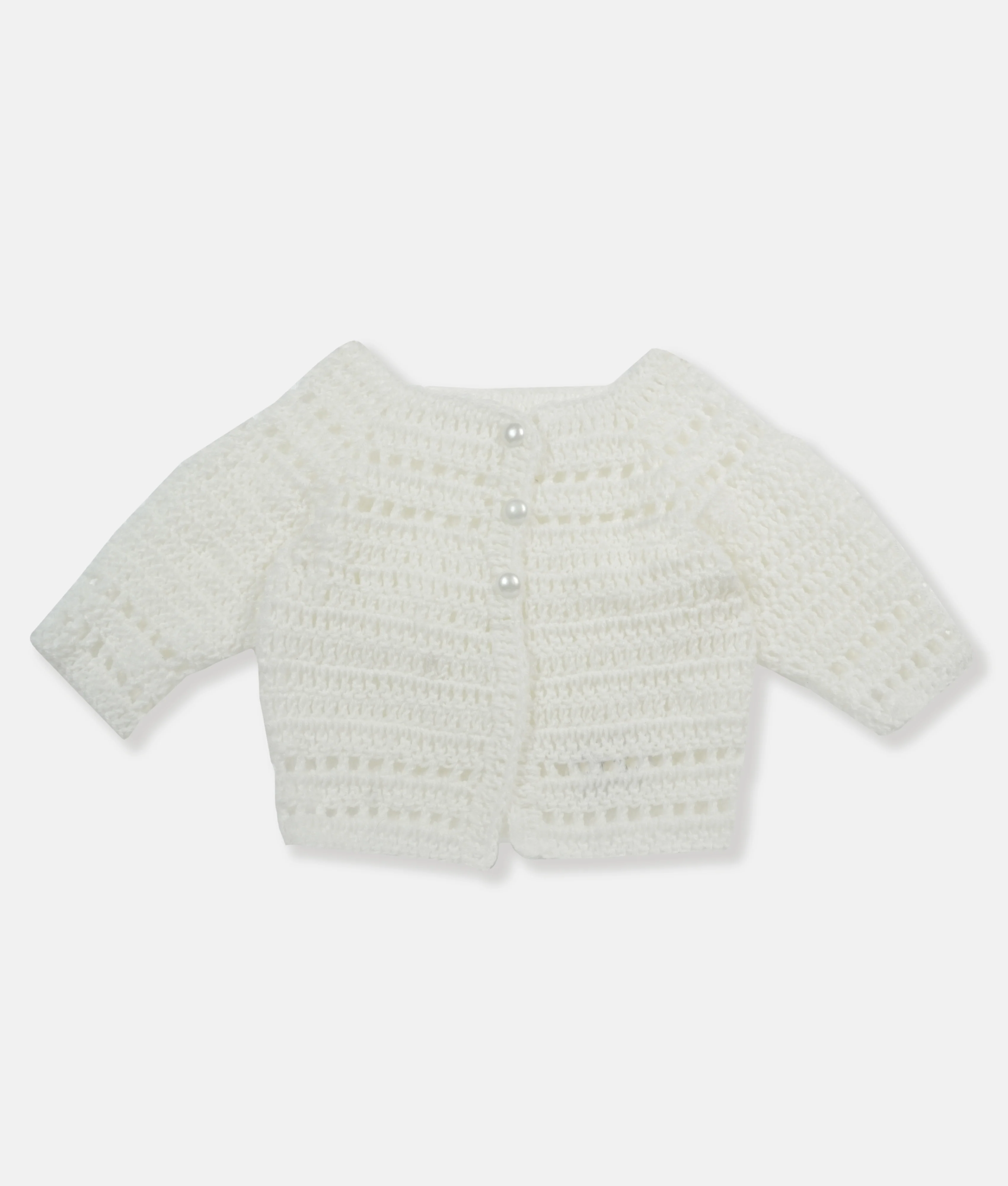 Hand-knitted Crochet Baby Cardigan - White