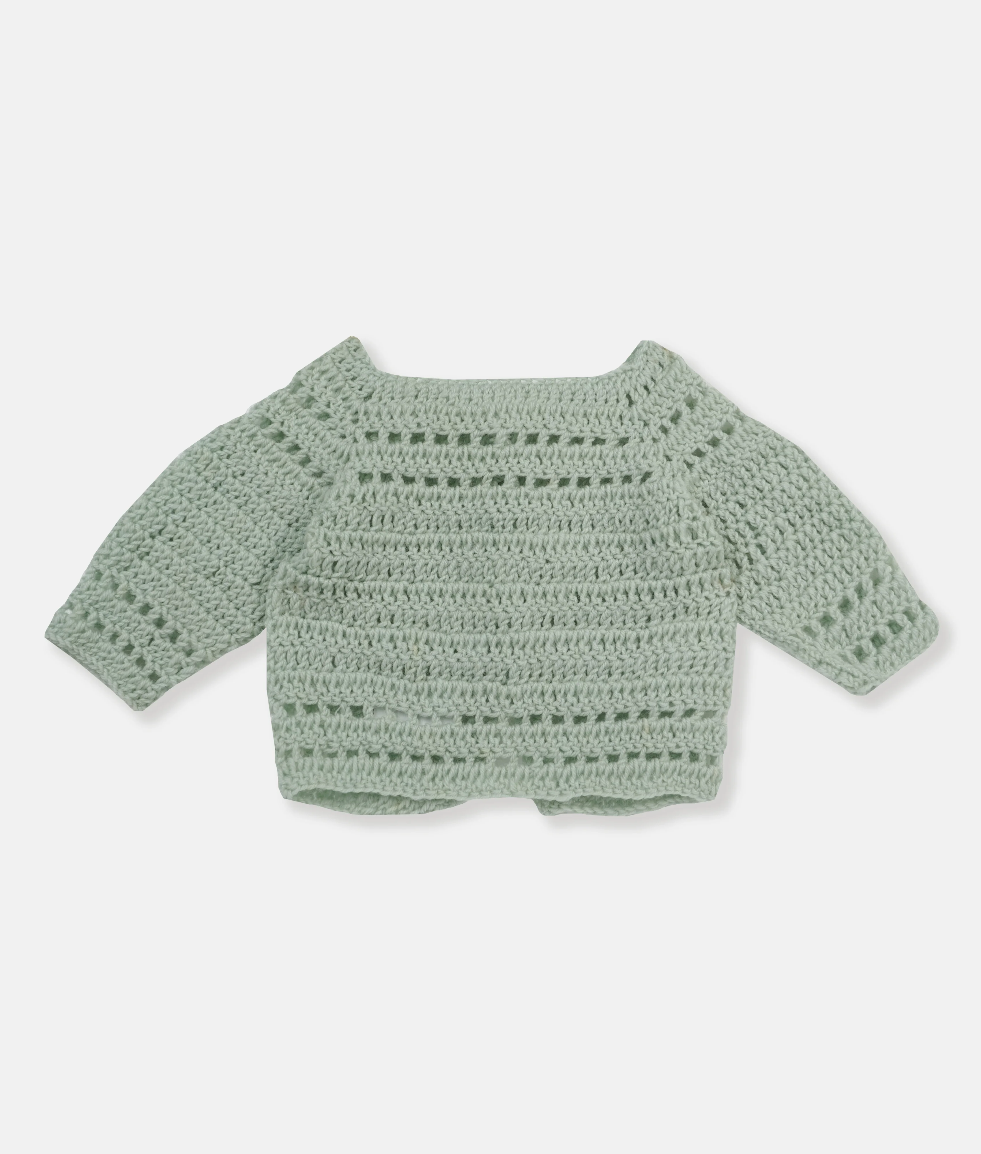 Handmade Crochet Baby Cardigan - Green