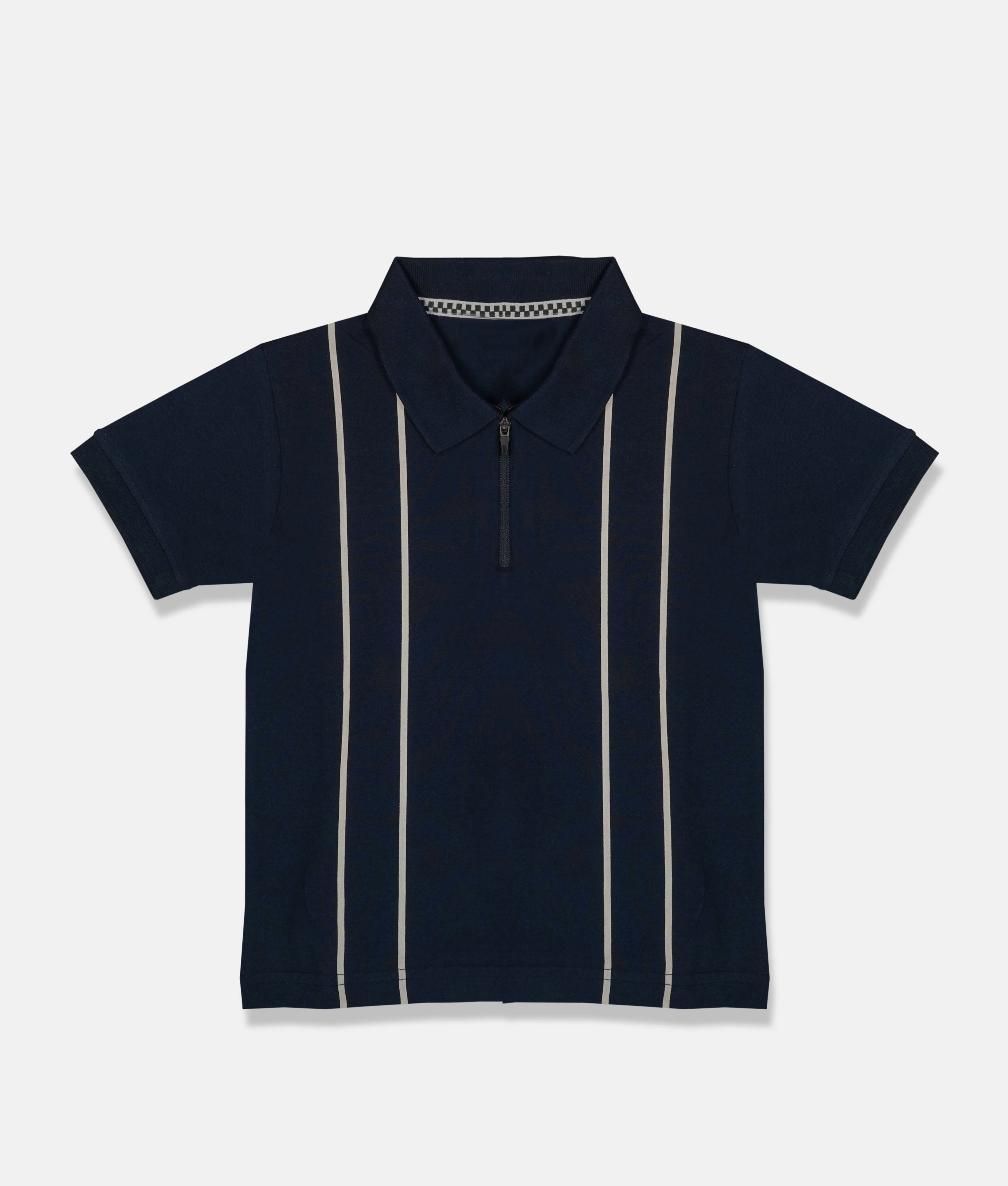 Boys T-Shirt - Twin Stripe Tracks - Navy Blue