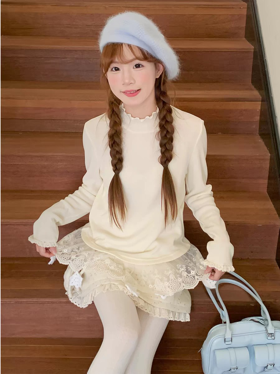 Cream Lace Knit Sweater