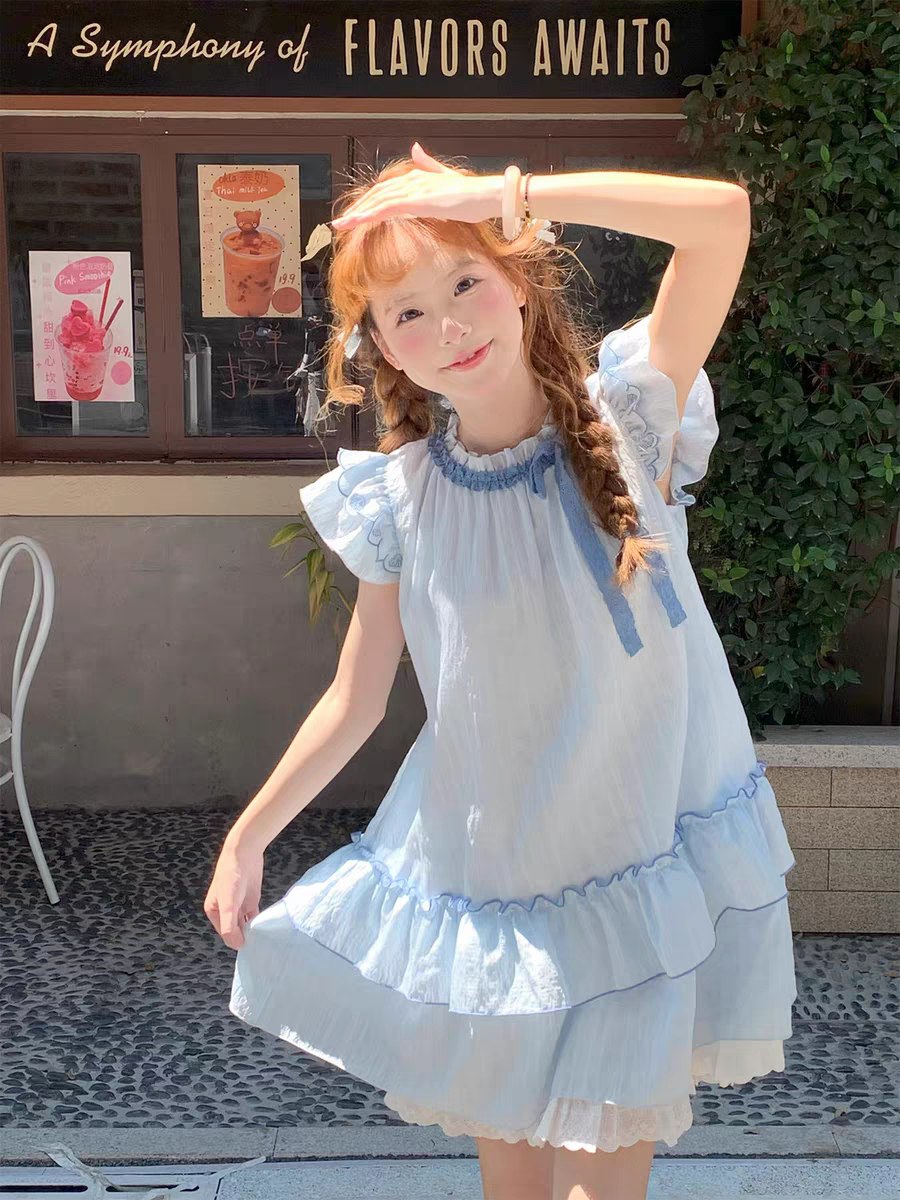 Light Blue Ruffled Dress