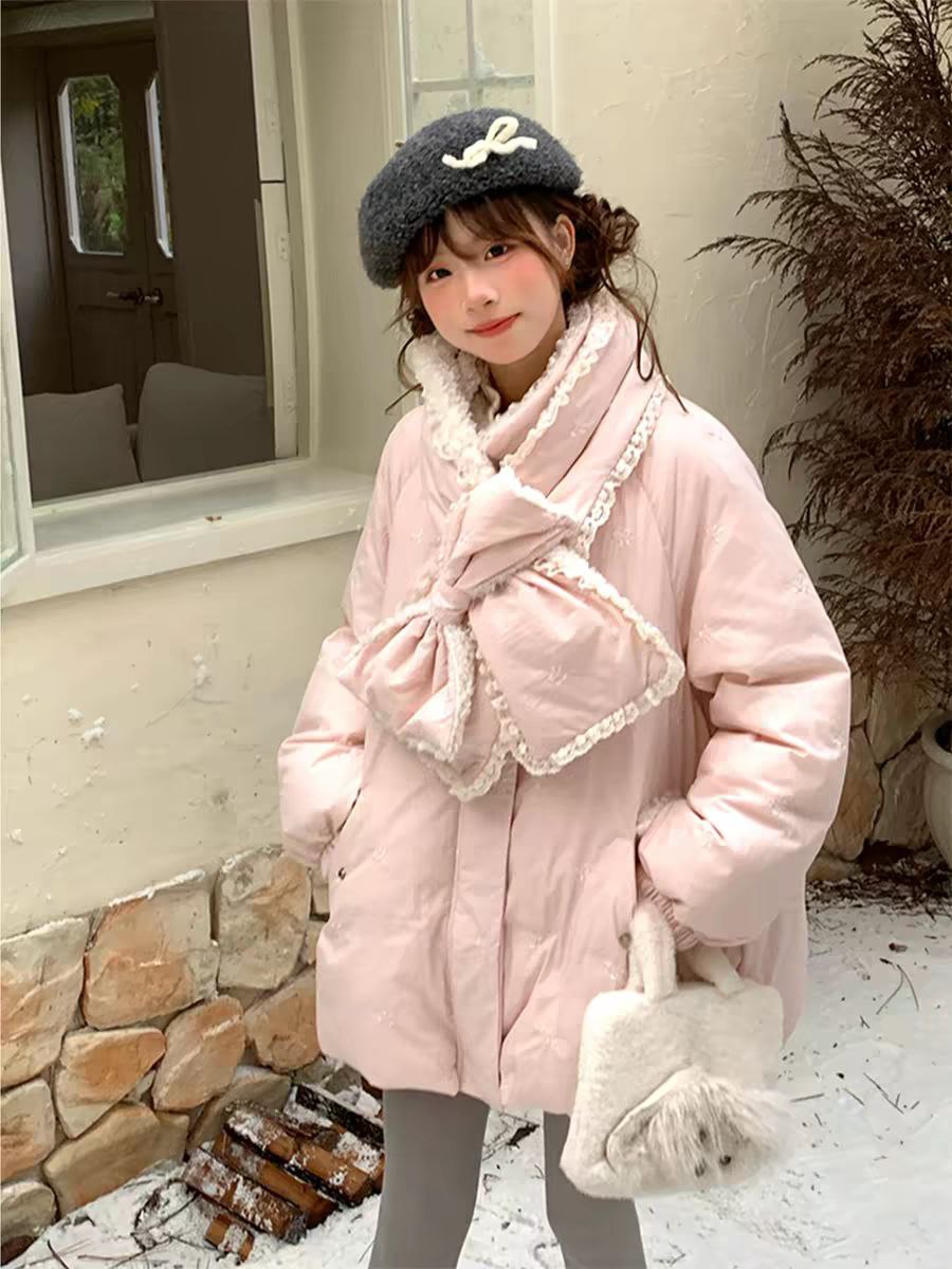 Pink Winter Coat with Bow