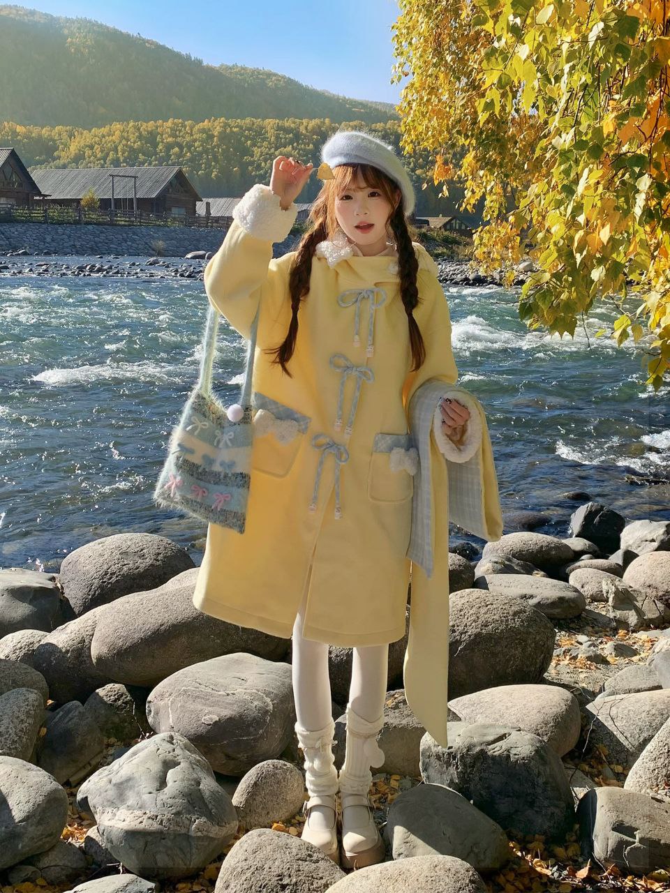 Warm Yellow Hooded Coat