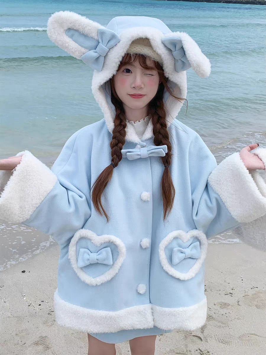 Winter Blue Faux Fur Coat