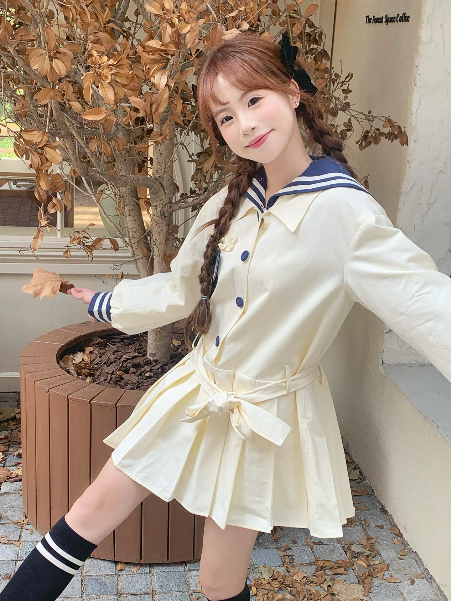 Cream Sailor Uniform Dress