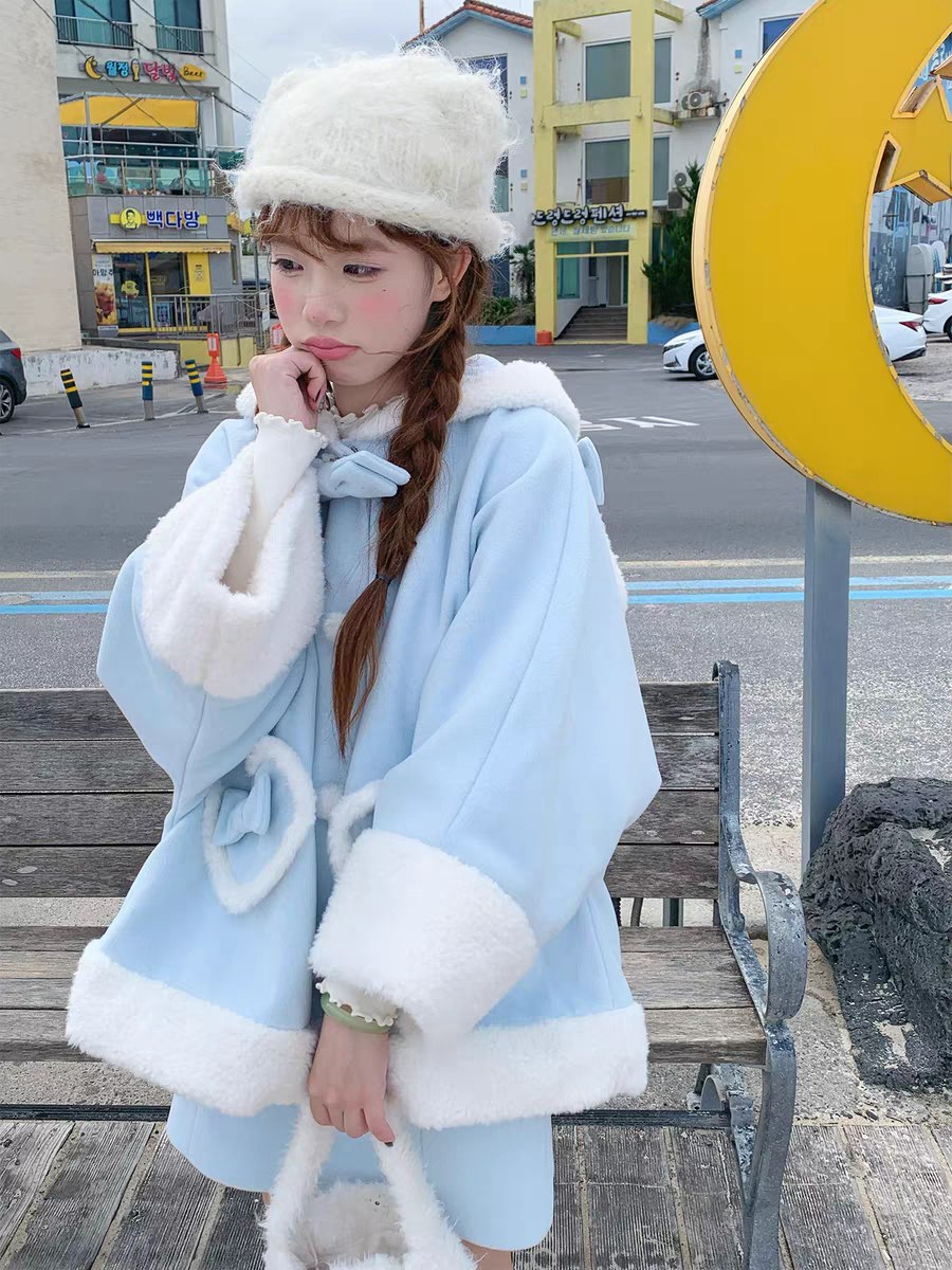 Winter Blue Faux Fur Coat