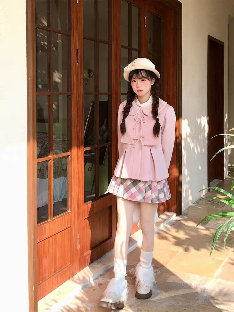 Pink Bow-Collar Coat