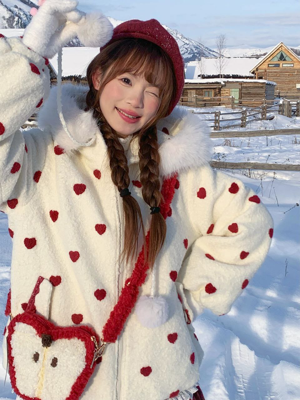 Winter Polka Dot Hooded Coat